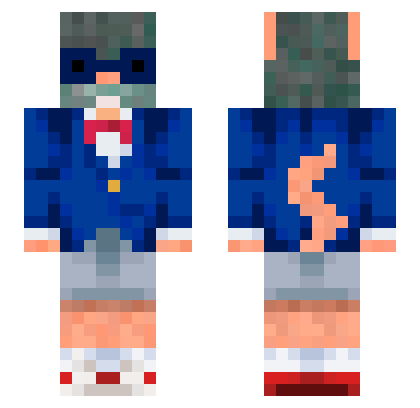 CursedCrisp Minecraft skin, front and back view