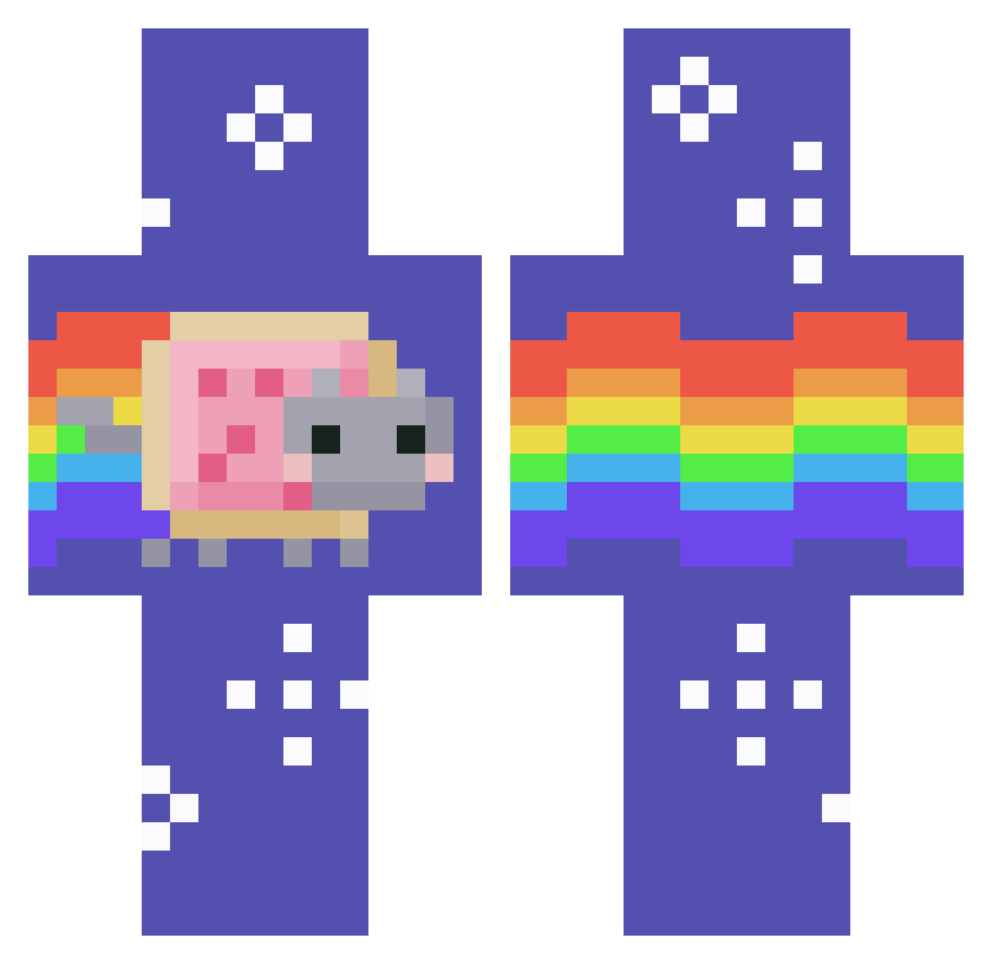 Decurved Minecraft skin, front and back view