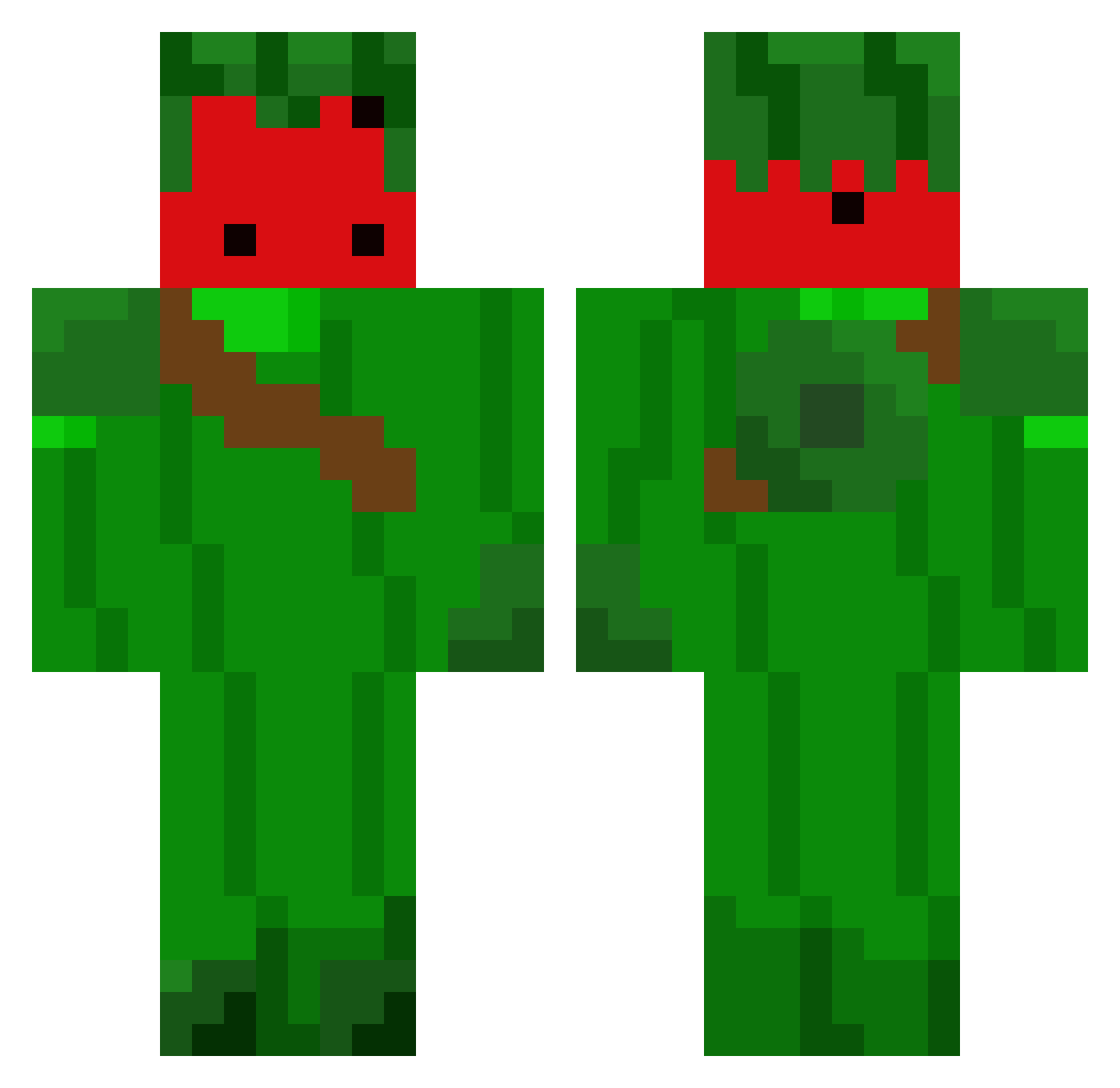Mortalbtw Minecraft skin, front and back view