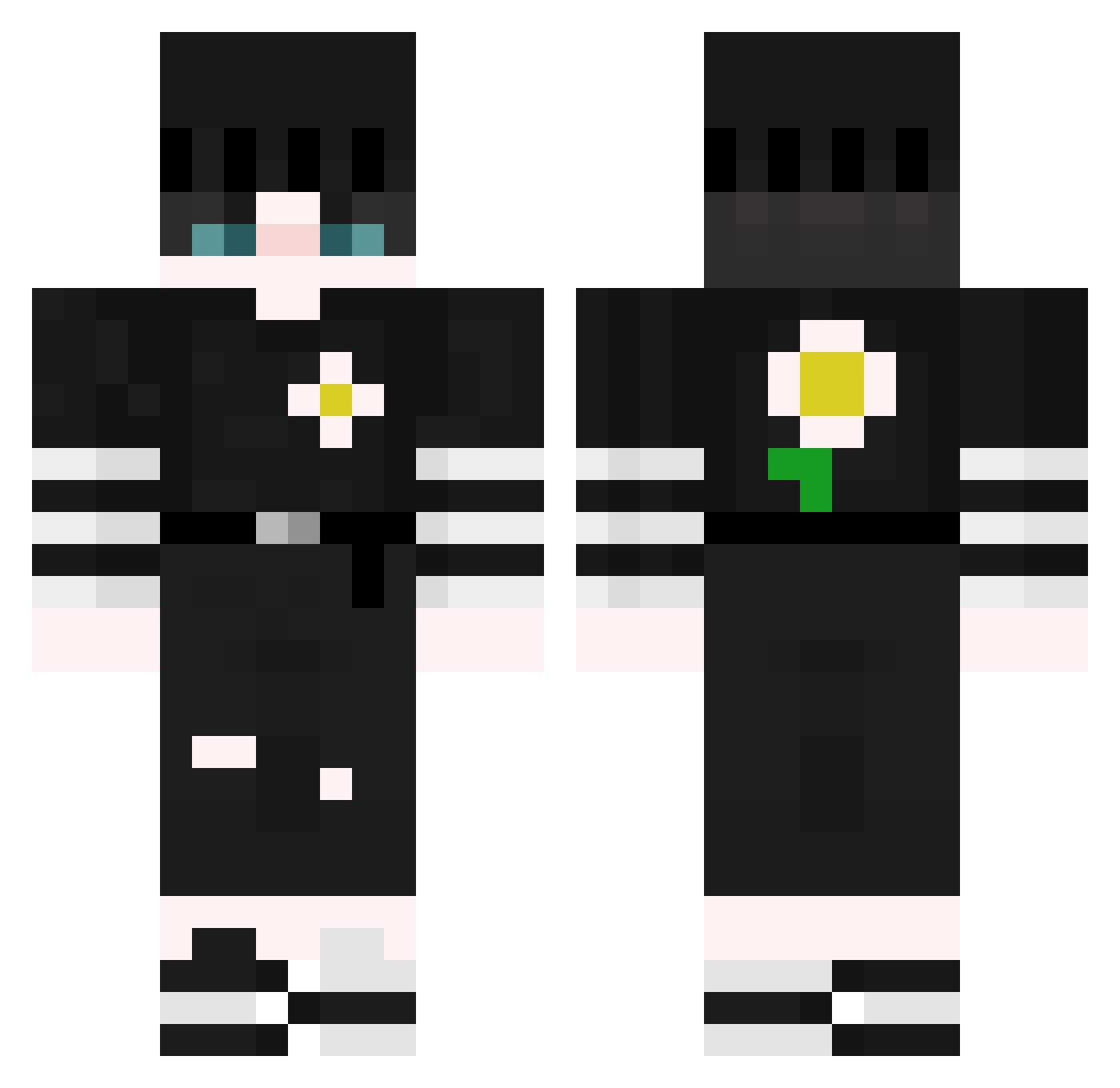 fewwharmo Minecraft skin, front and back view