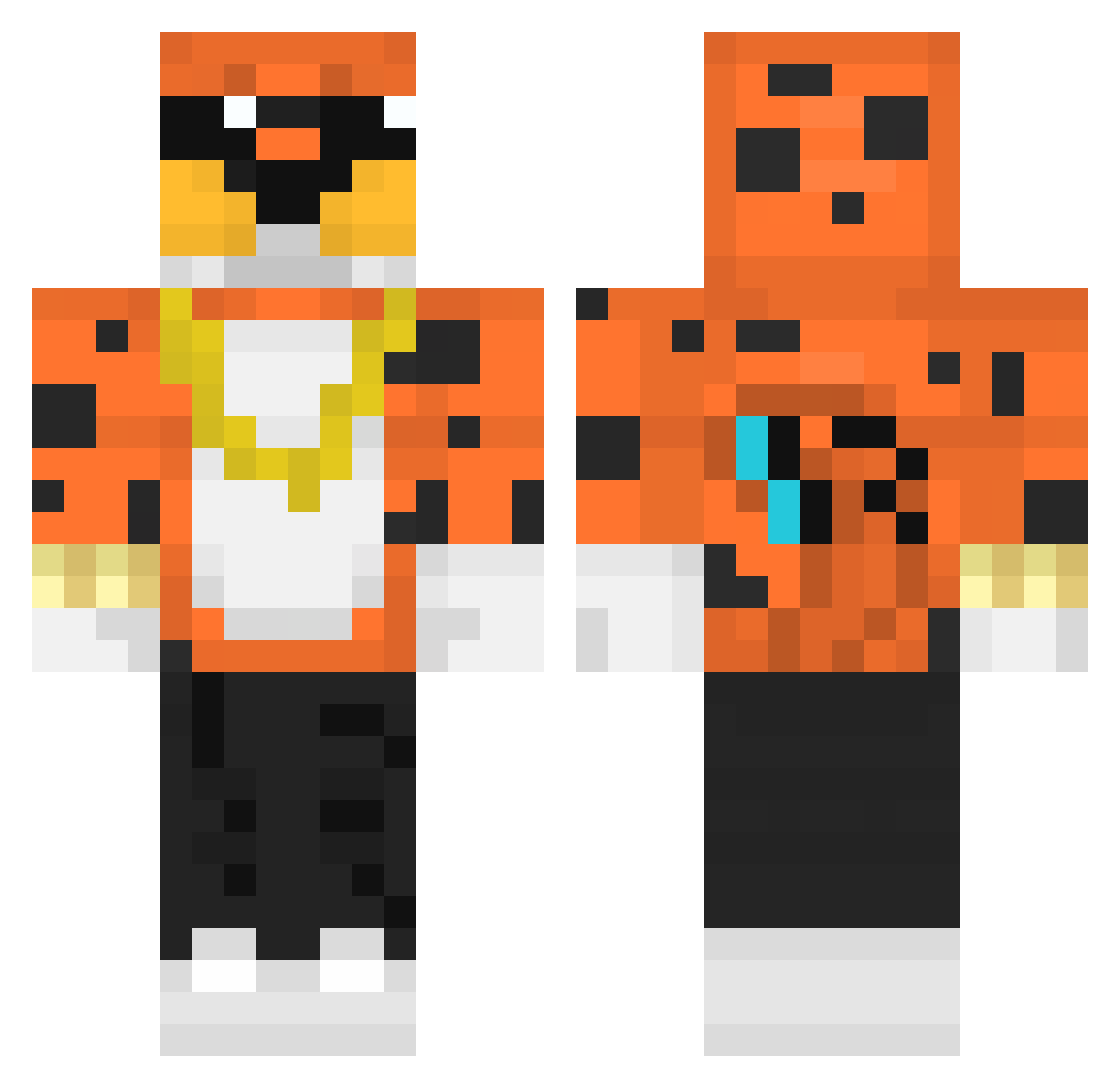 MikiWski Minecraft skin, front and back view