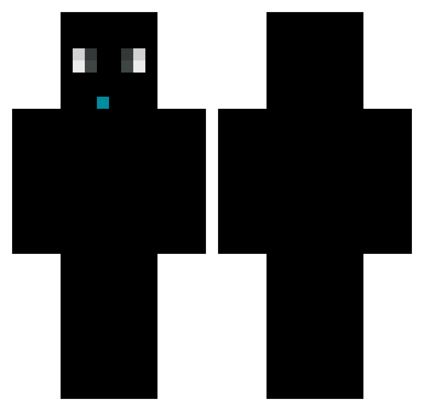 turqouise Minecraft skin, front and back view
