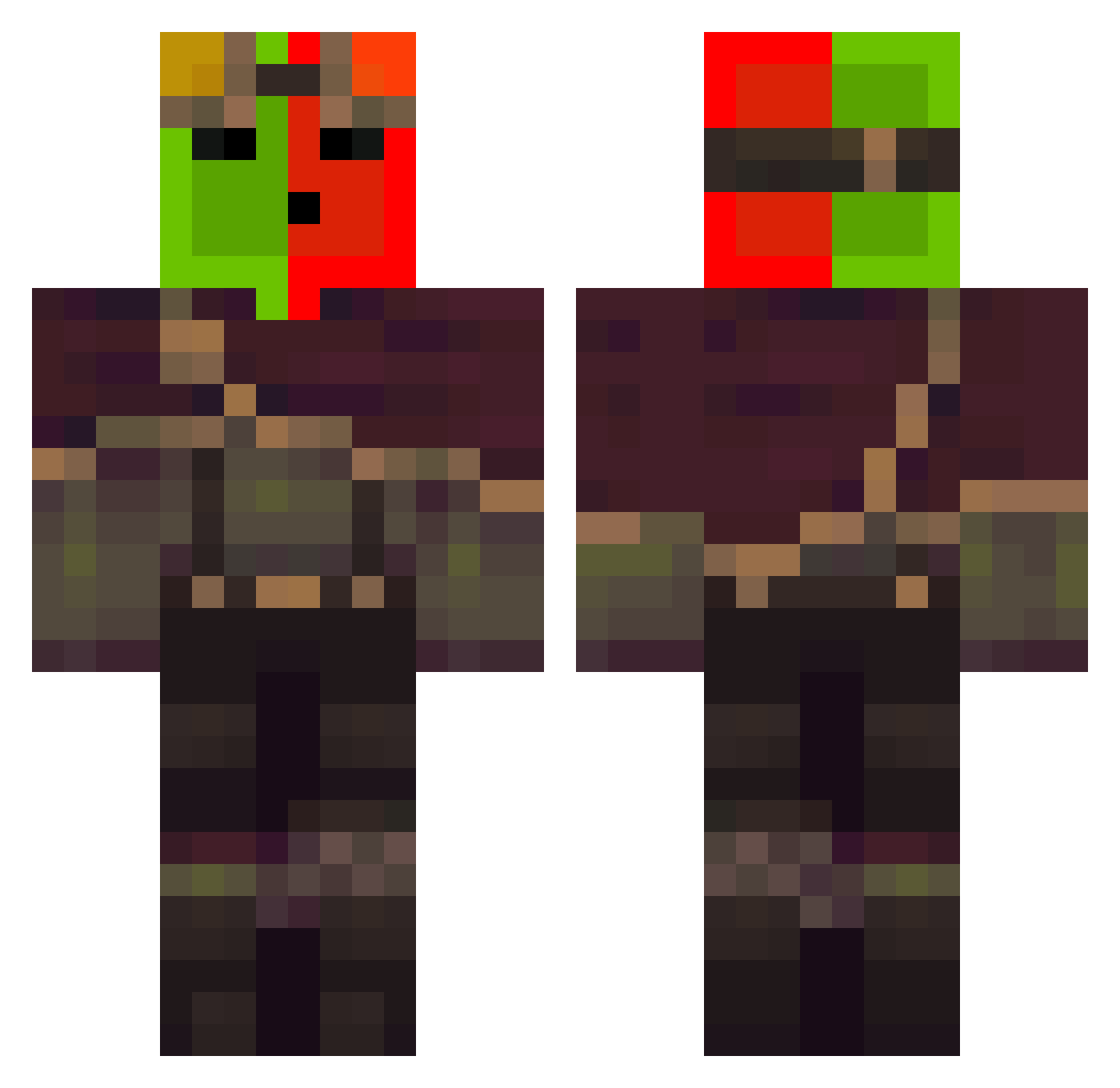 Radioheadson Minecraft skin, front and back view