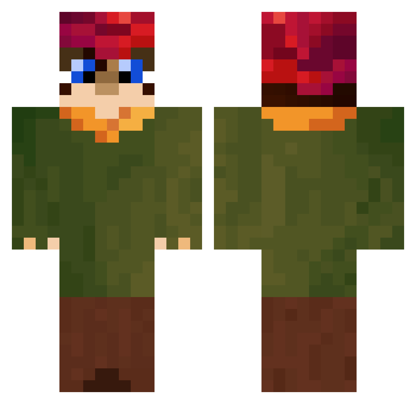 Skylldern Minecraft skin, front and back view