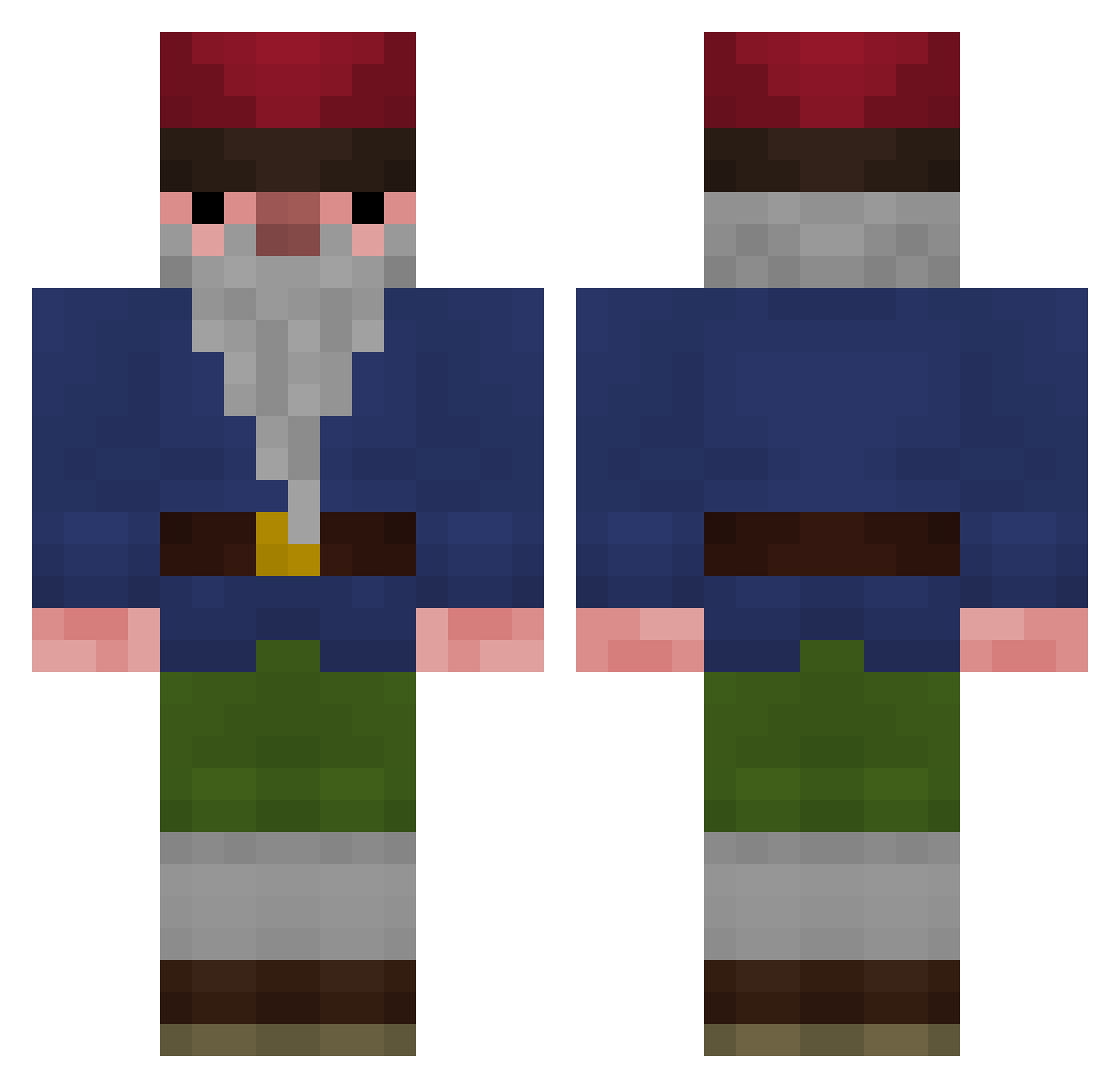 Gumb01 Minecraft skin, front and back view