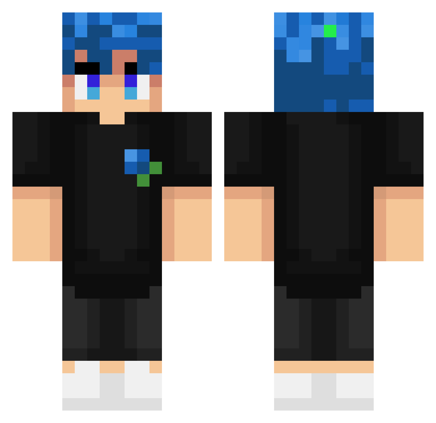 Rqzers Minecraft skin, front and back view