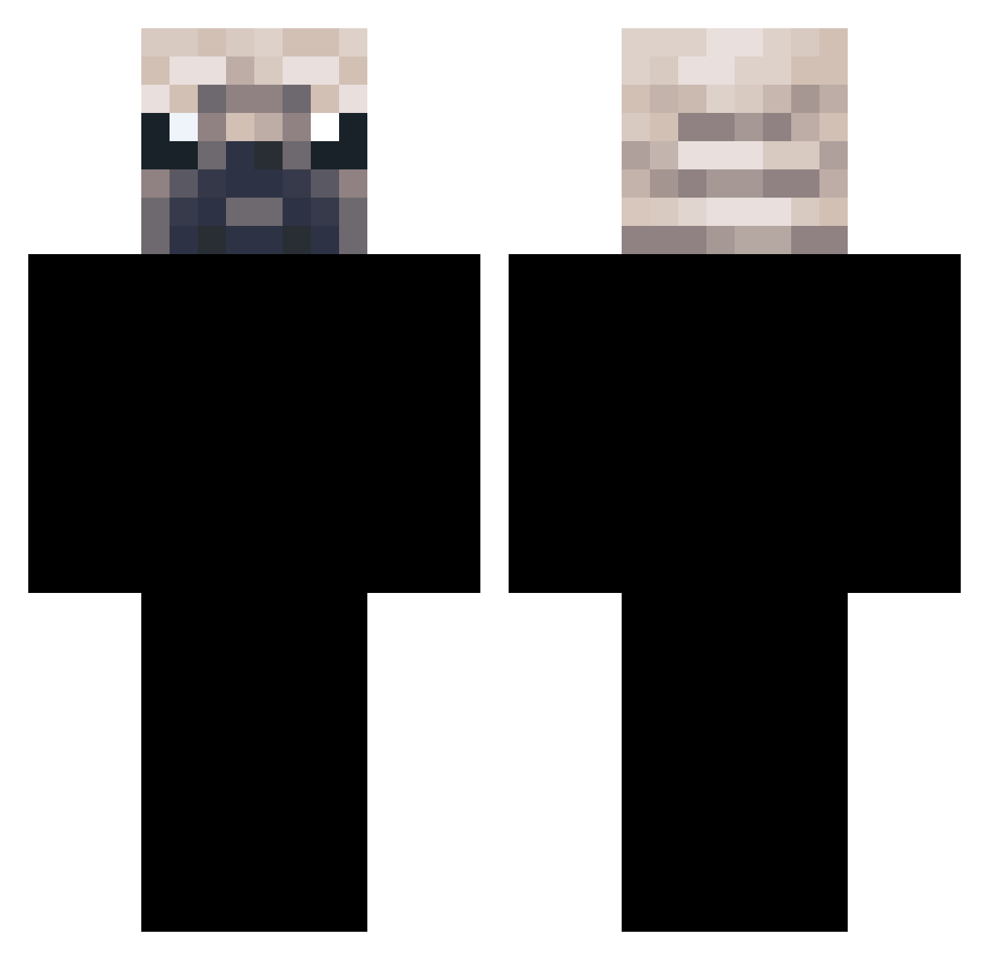 Festinate Minecraft skin, front and back view