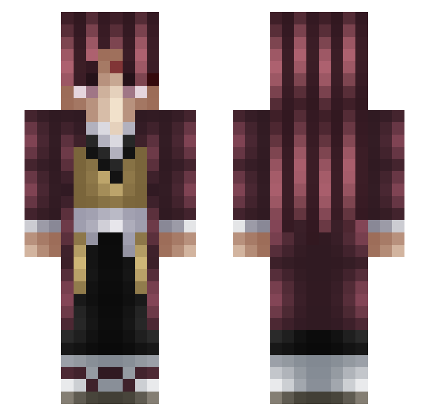 Berzak Minecraft skin, front and back view