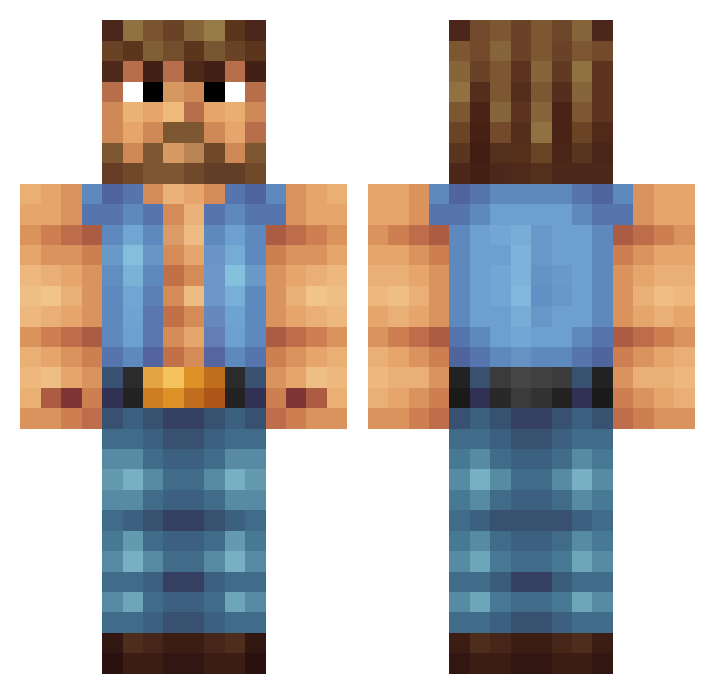 Rocambole Minecraft skin, front and back view