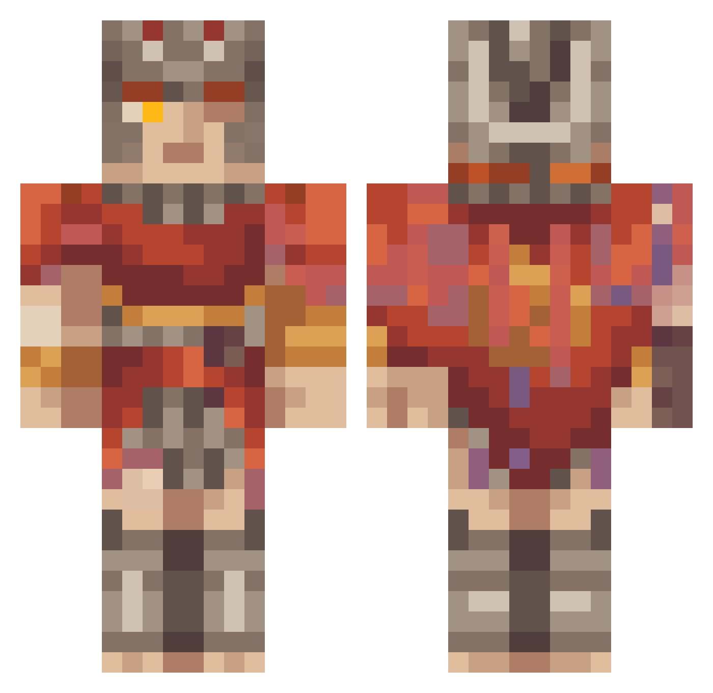 Turkey_Knife Minecraft skin, front and back view