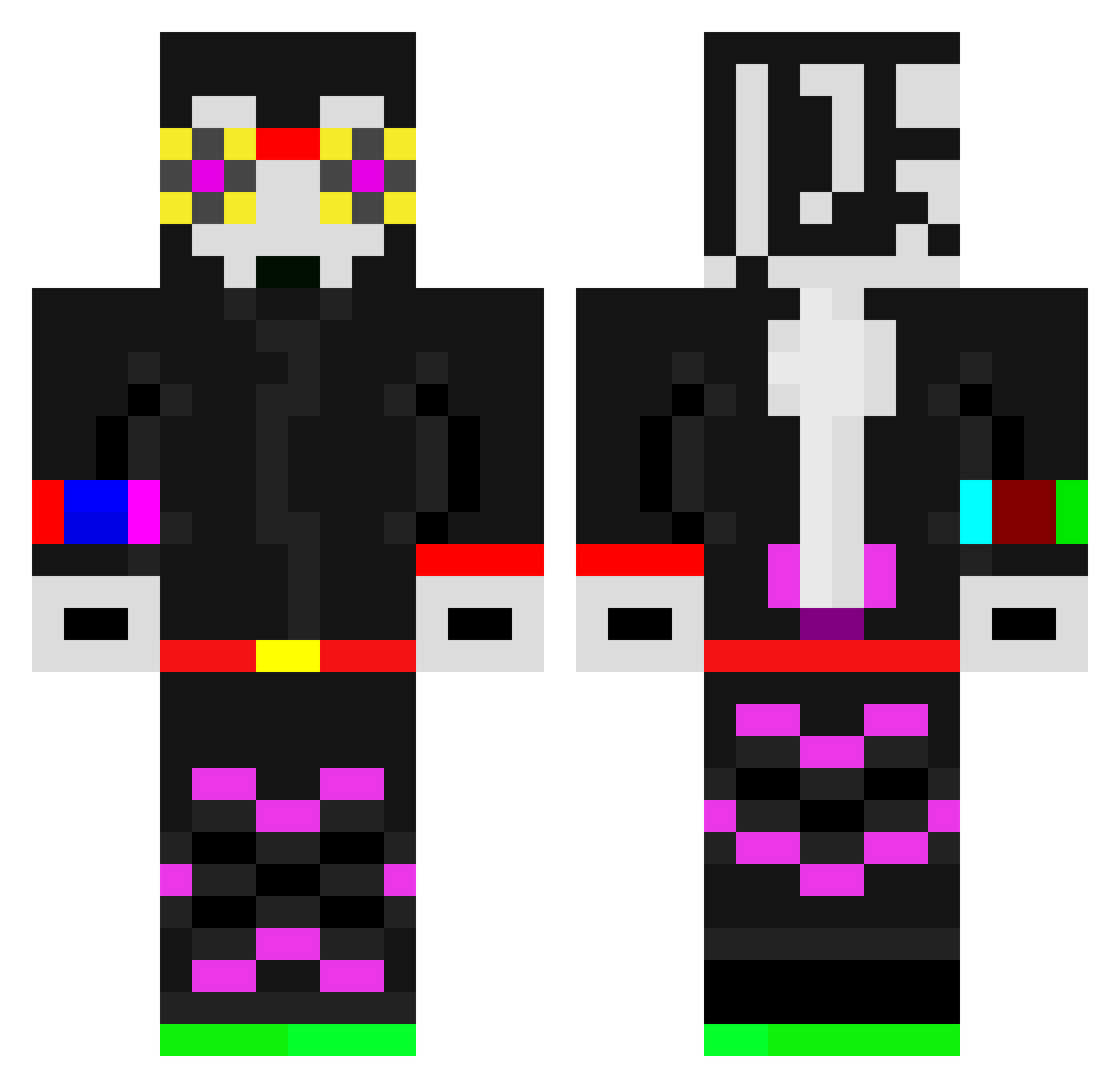 SpoonGhost Minecraft skin, front and back view
