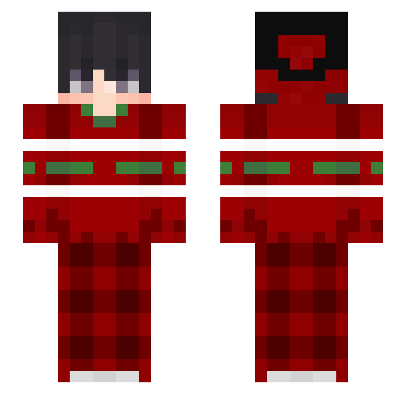 Synniq Minecraft skin, front and back view