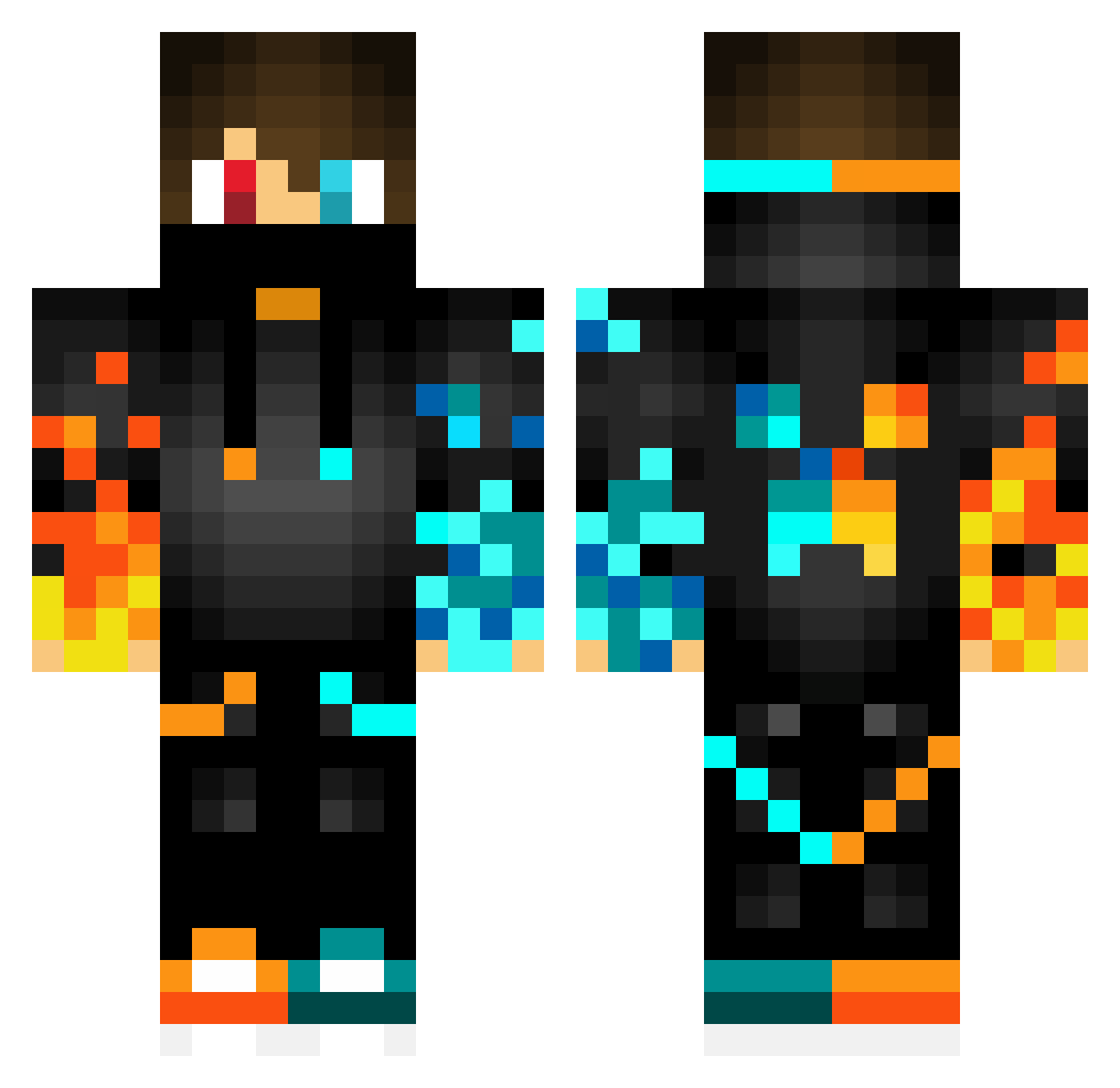 HyperSahat Minecraft skin, front and back view