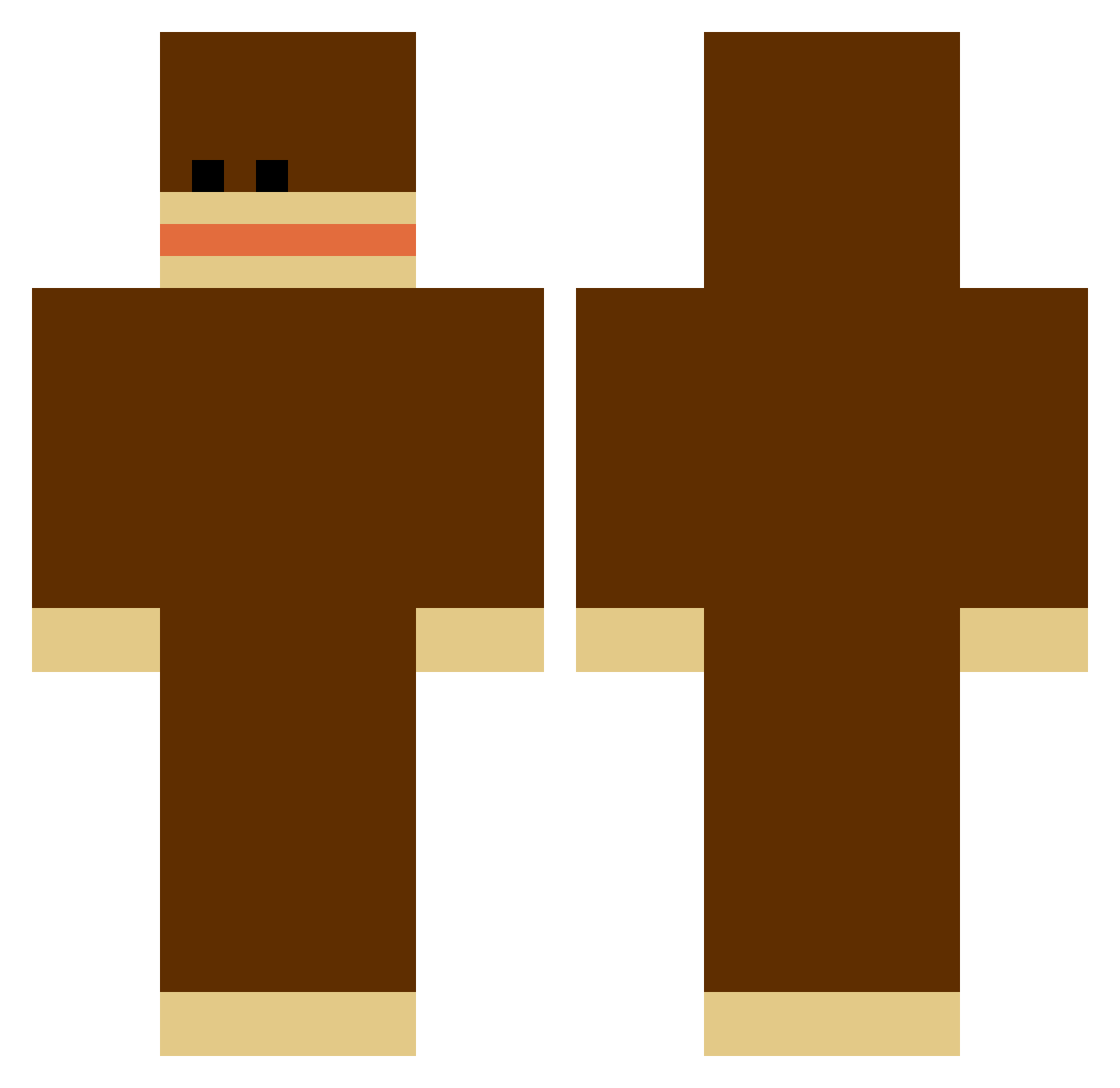 Pederpanda Minecraft skin, front and back view