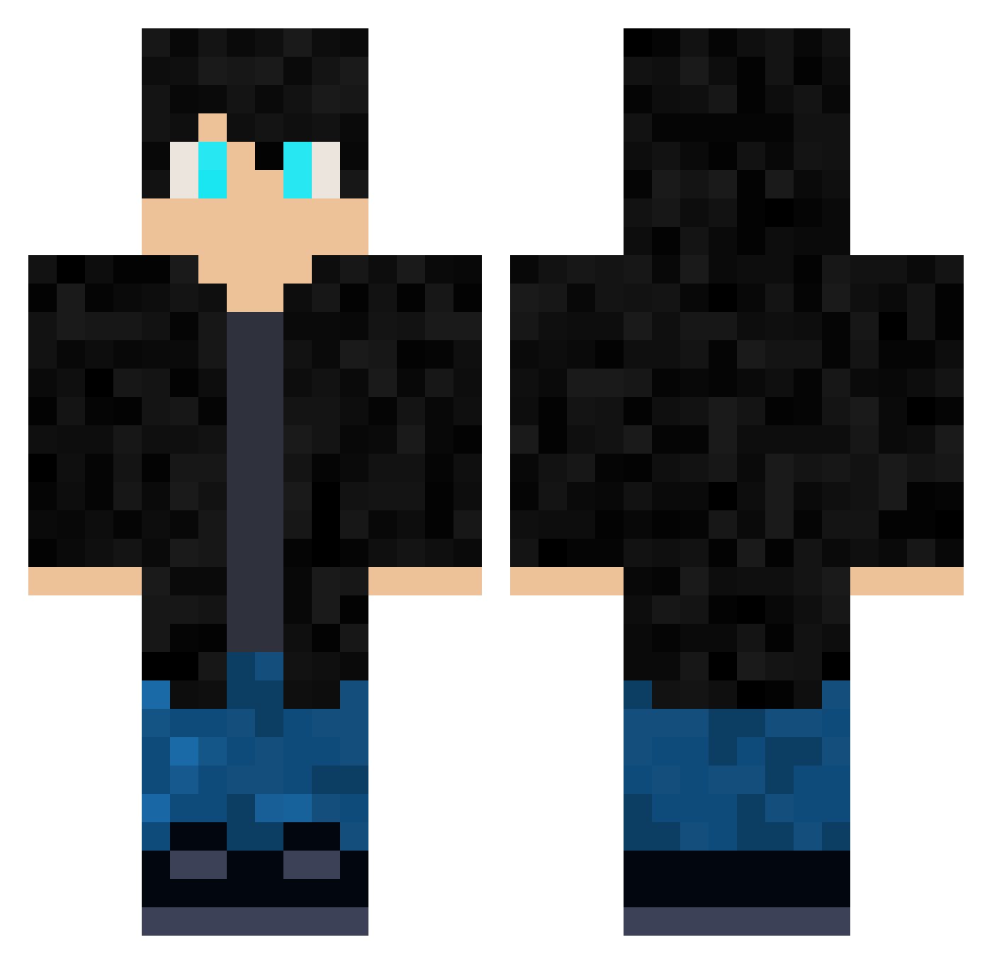 Tranime Minecraft skin, front and back view
