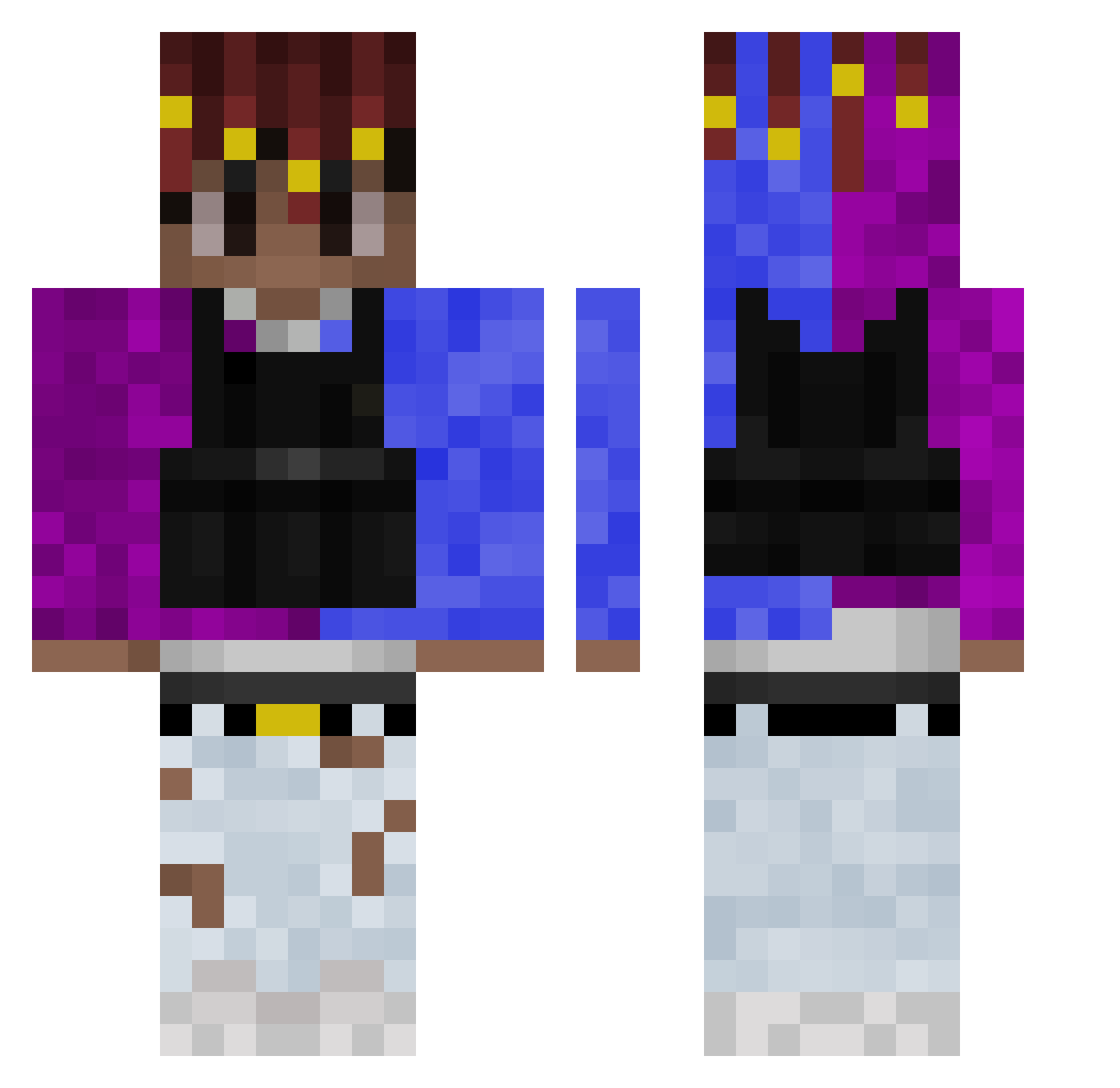 Jewul Minecraft skin, front and back view