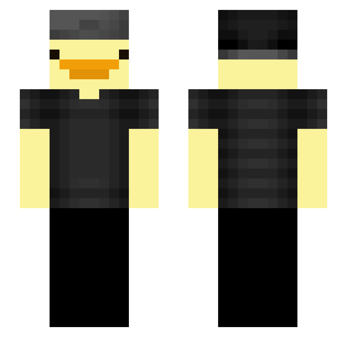 Dudefink2012 Minecraft skin, front and back view