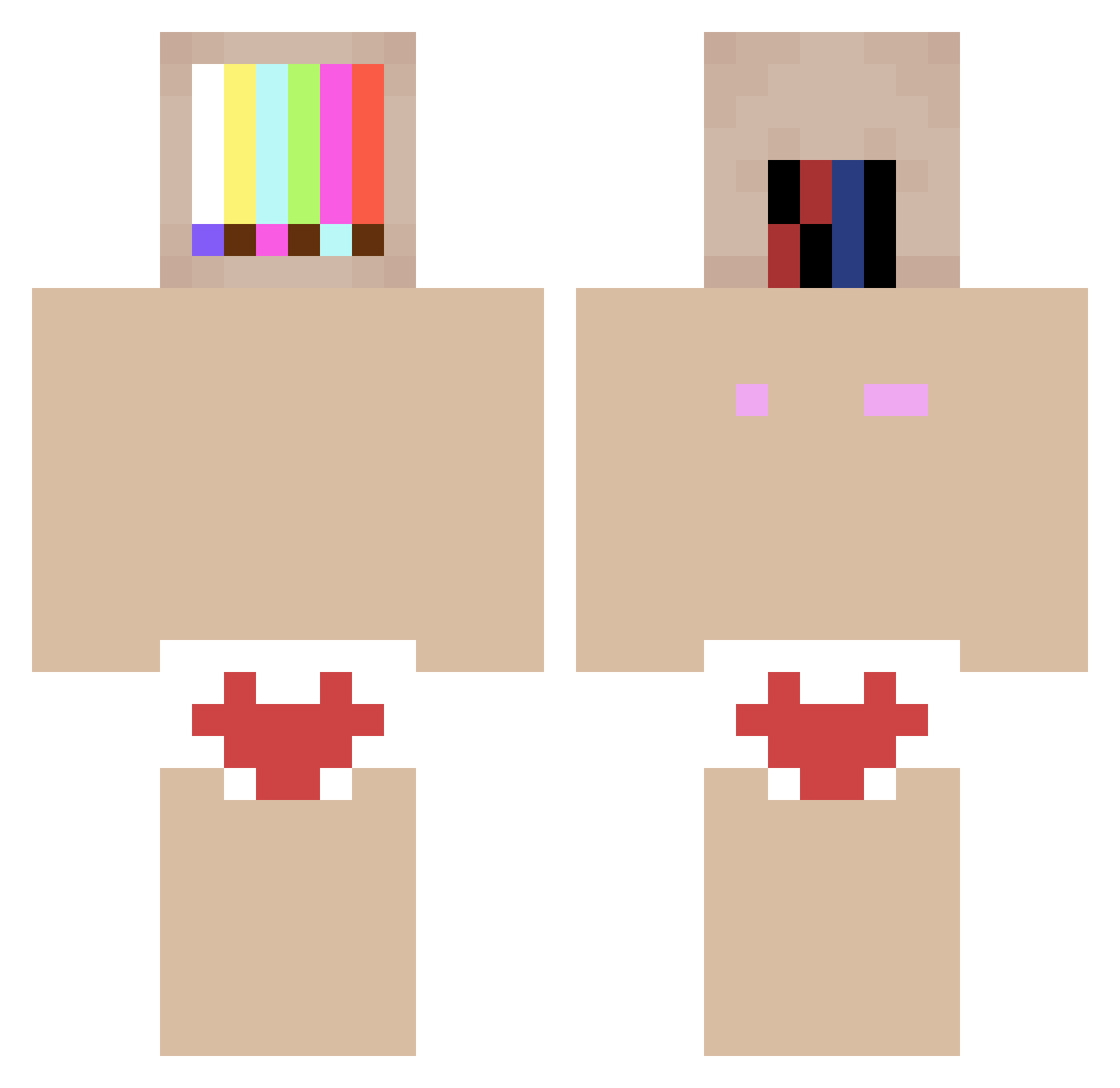Reestablishing Minecraft skin, front and back view