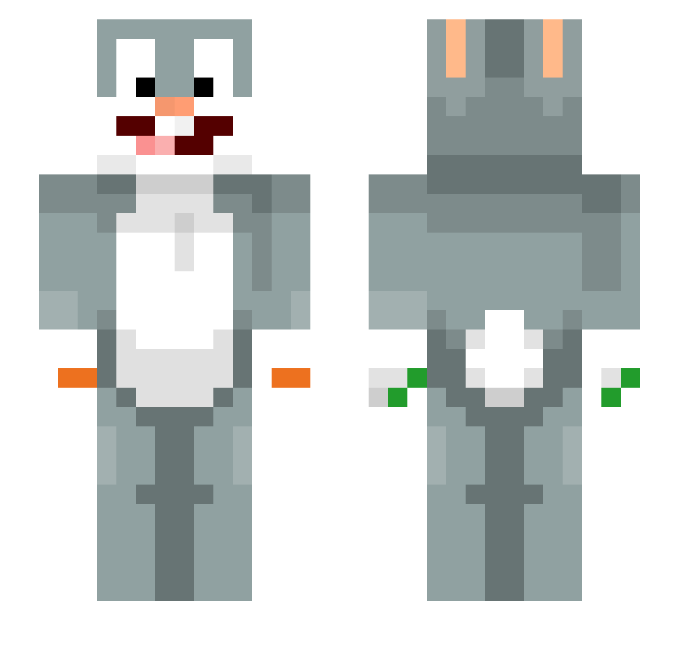 Potteress Minecraft skin, front and back view