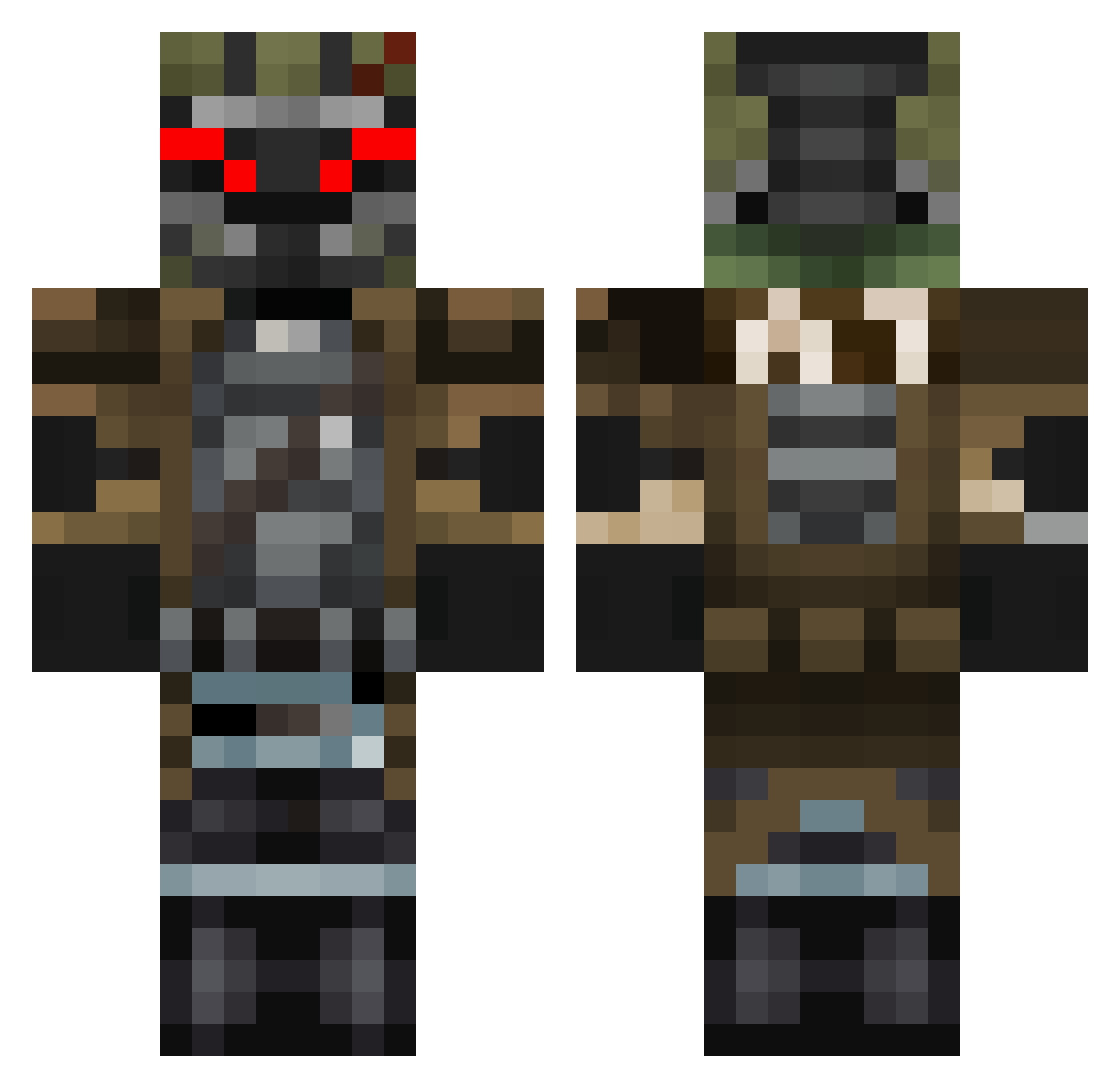 Calvasso Minecraft skin, front and back view