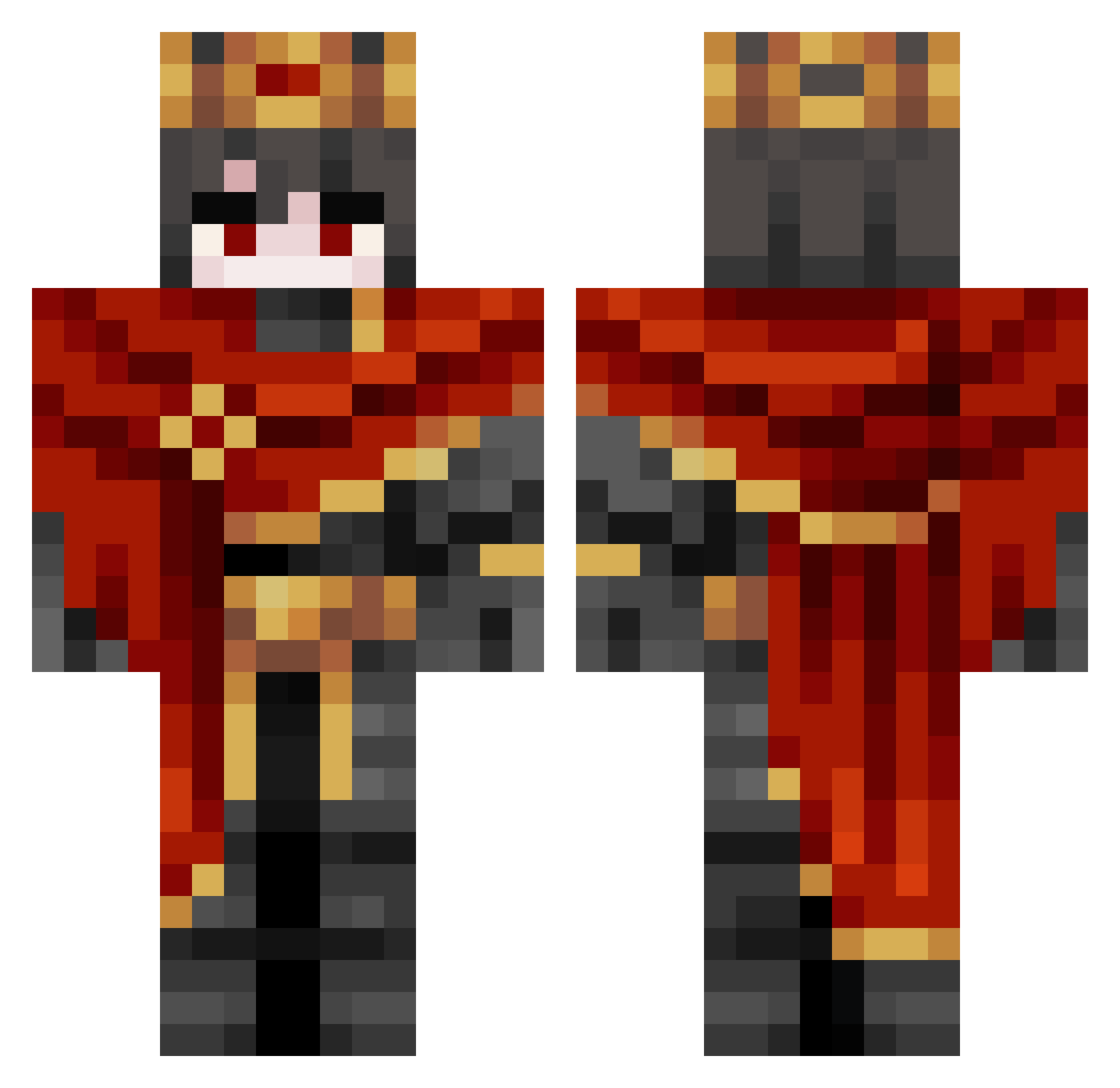 PrettyCape Minecraft skin, front and back view