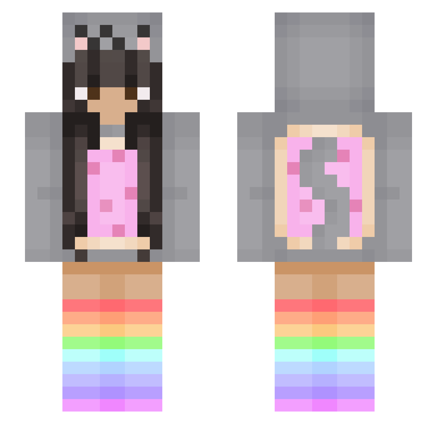 SkyCatCz Minecraft skin, front and back view