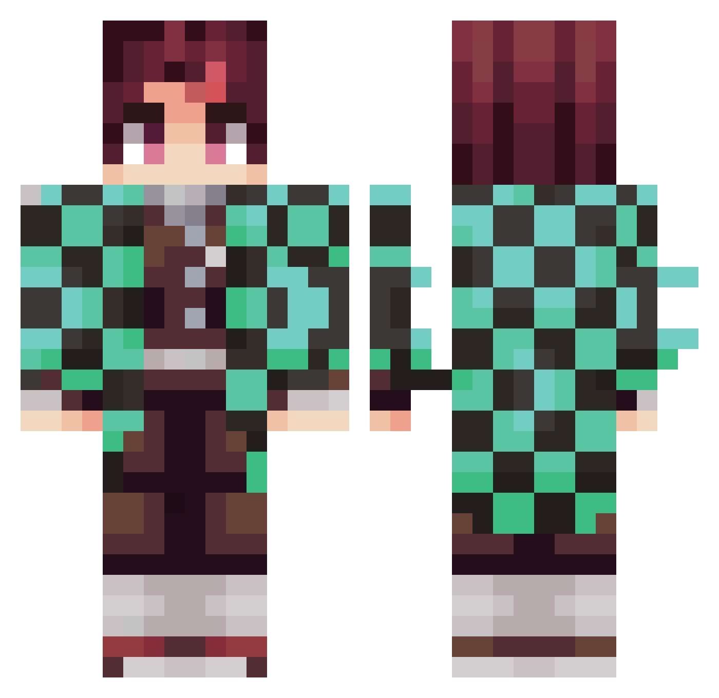 alttxx Minecraft skin, front and back view