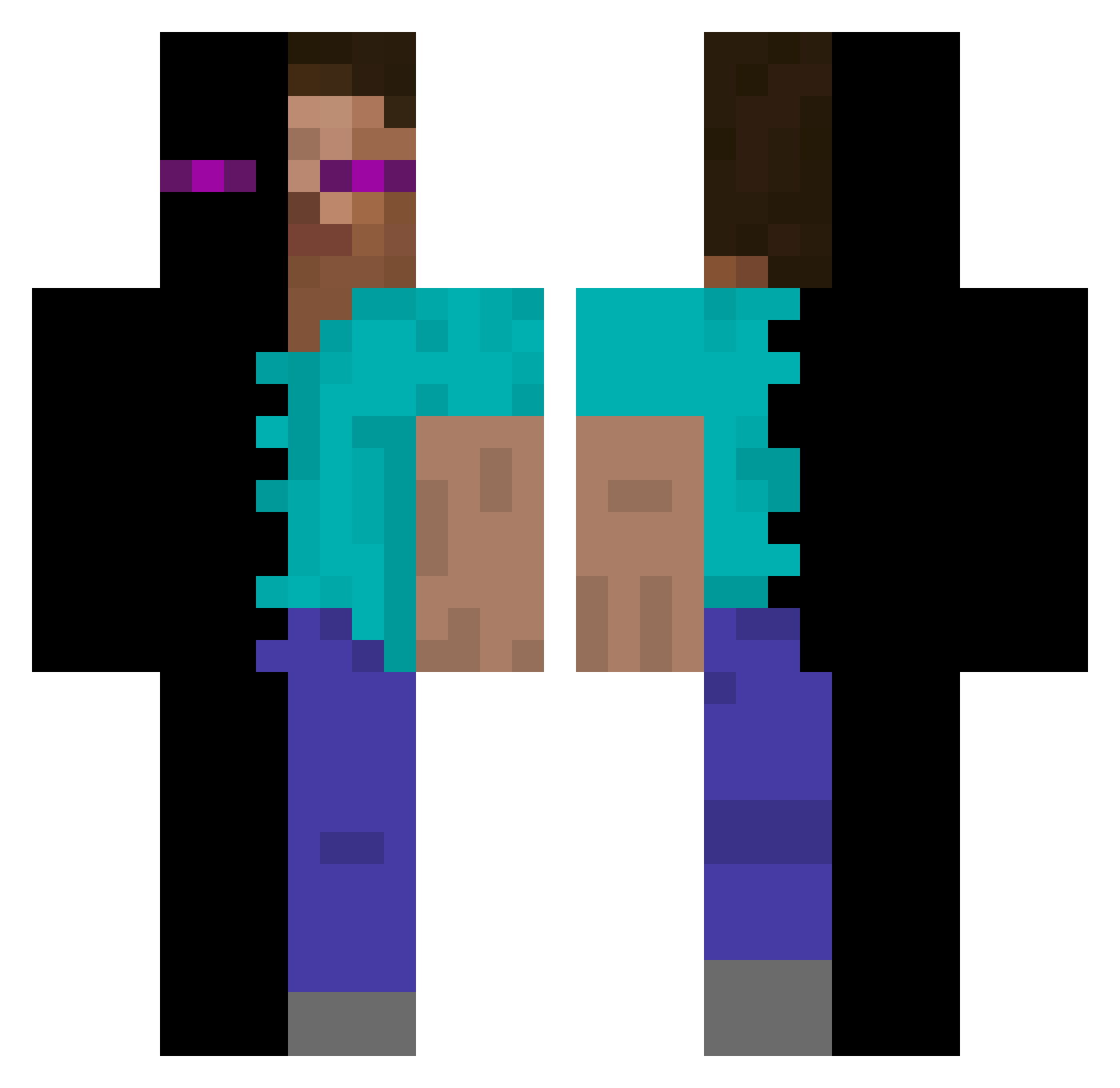 fire67 Minecraft skin, front and back view