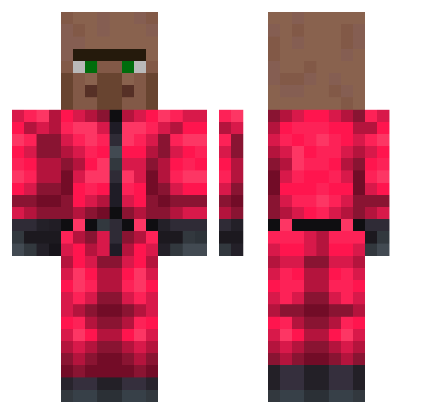 Totomaillage Minecraft skin, front and back view