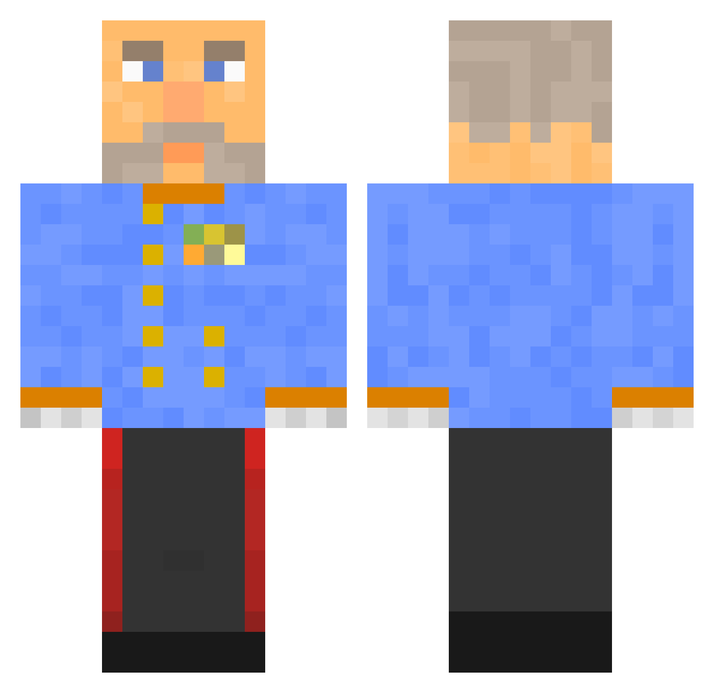 Mihkelino Minecraft skin, front and back view