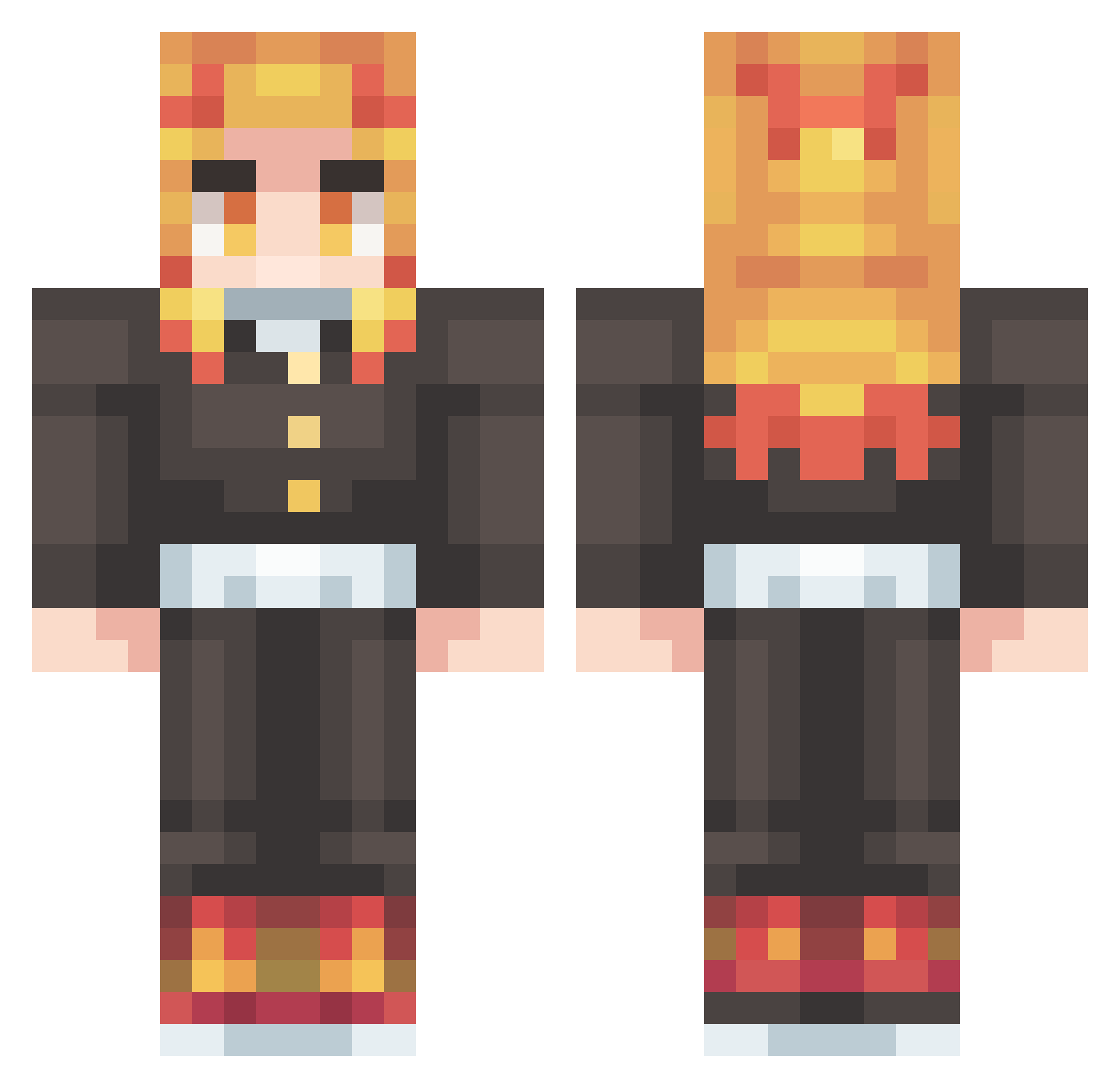 Bautisitoo Minecraft skin, front and back view