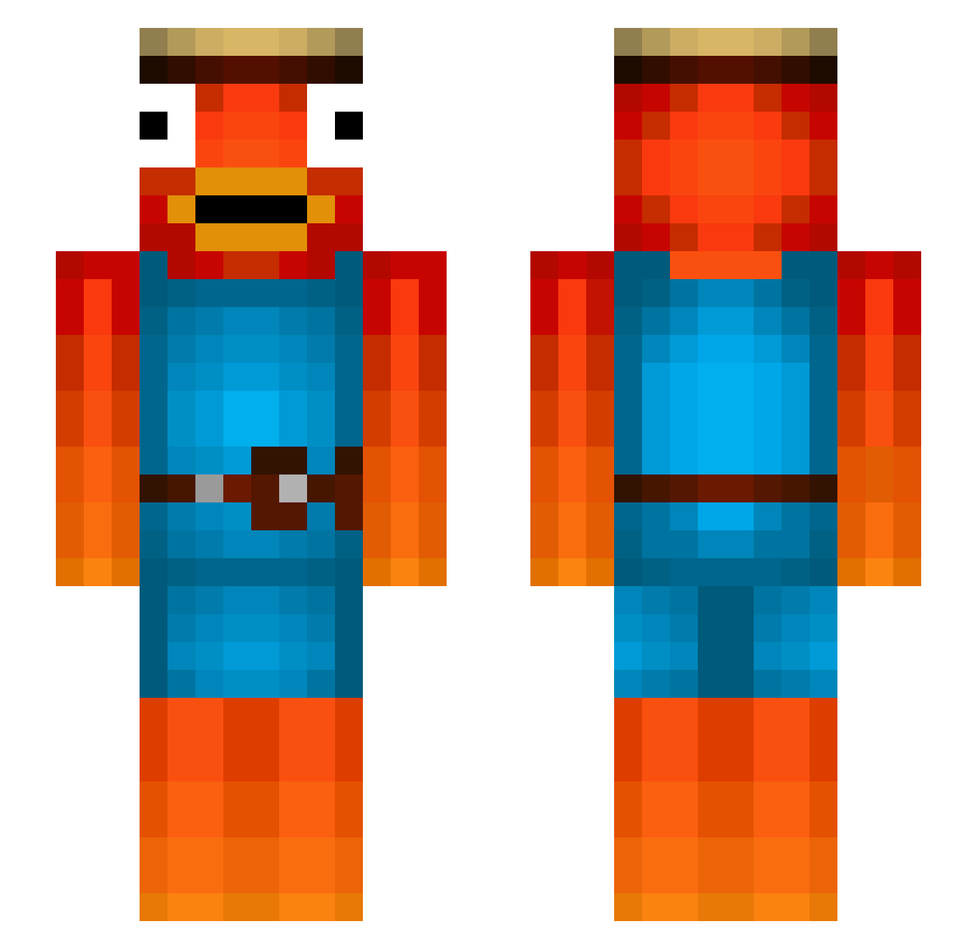 Jerex16 Minecraft skin, front and back view