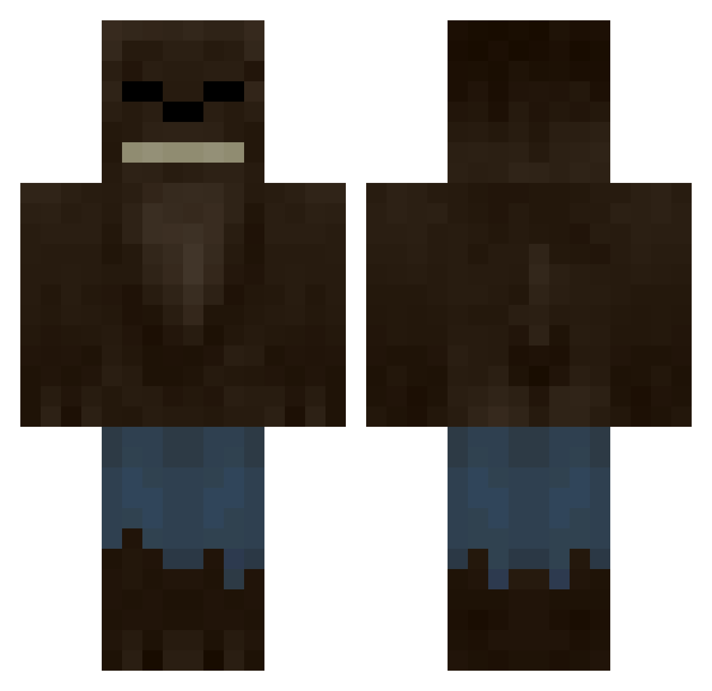 DirtyValkyrie Minecraft skin, front and back view