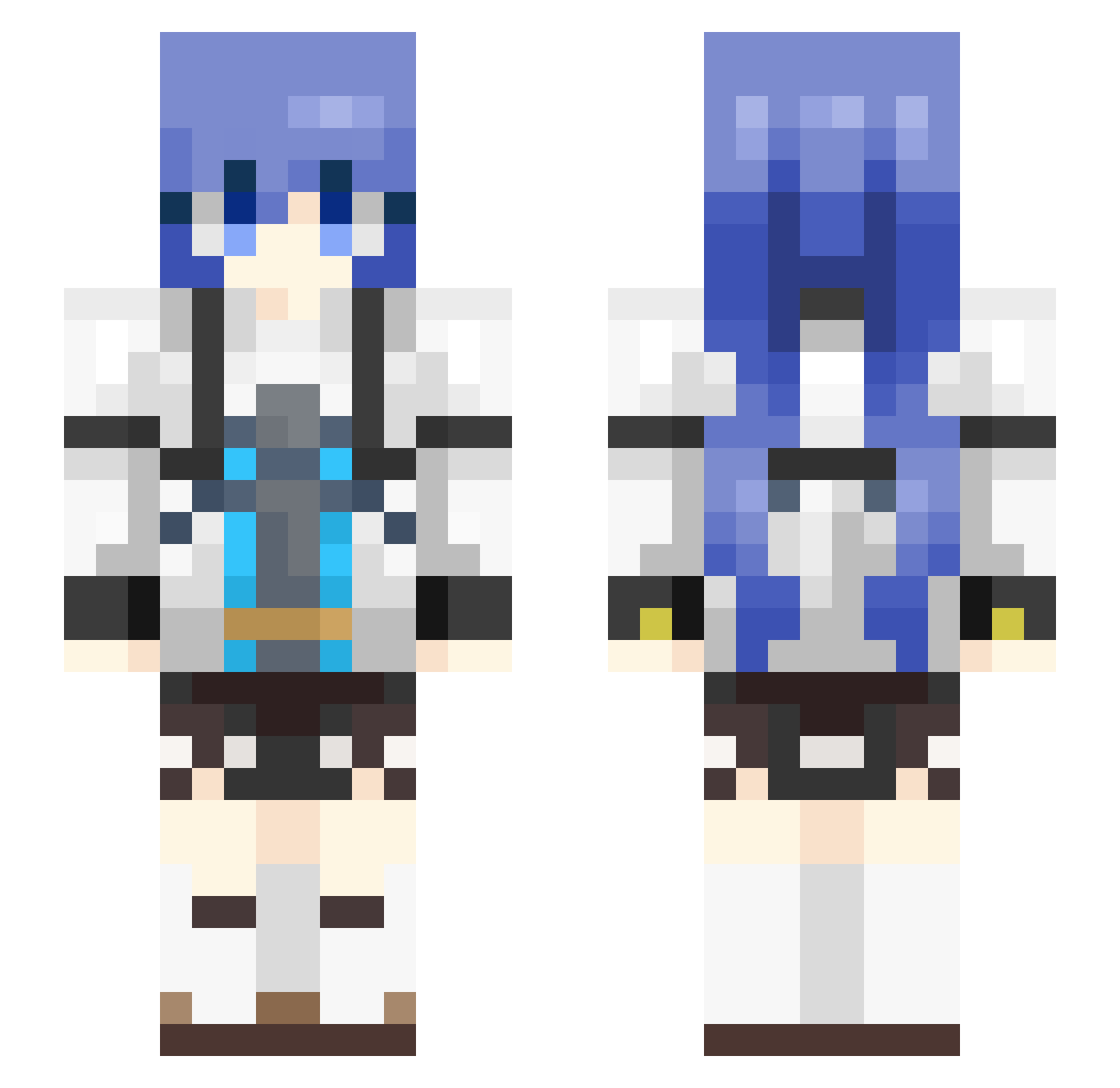 overlaymc Minecraft skin, front and back view