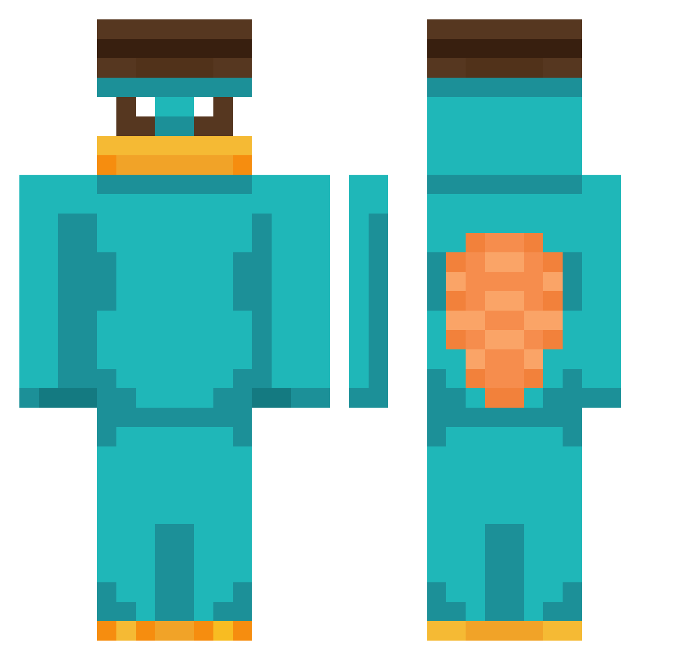 u_got_scammed Minecraft skin, front and back view