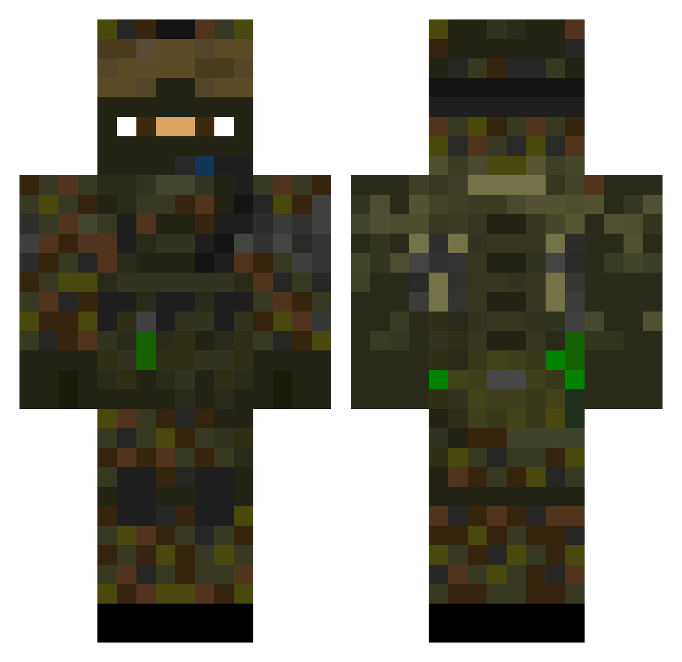 Reluctantly Minecraft skin, front and back view