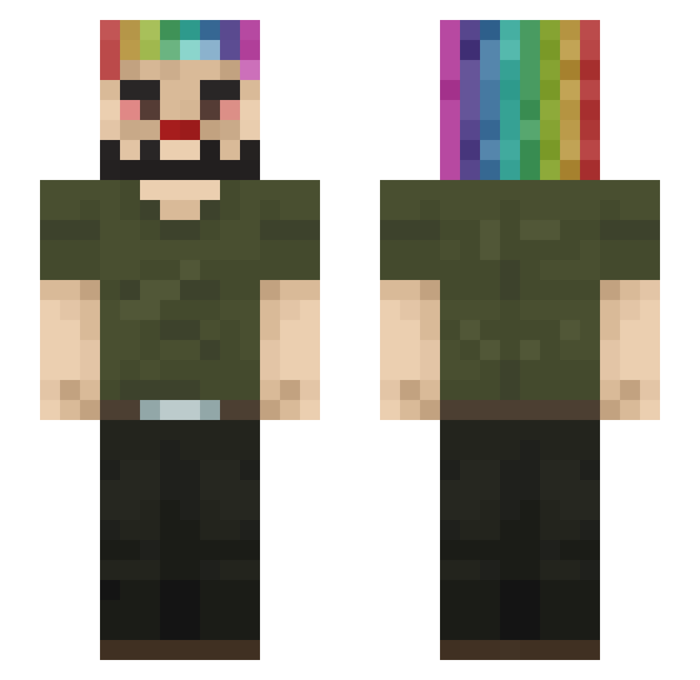 WhiteShowPower Minecraft skin, front and back view