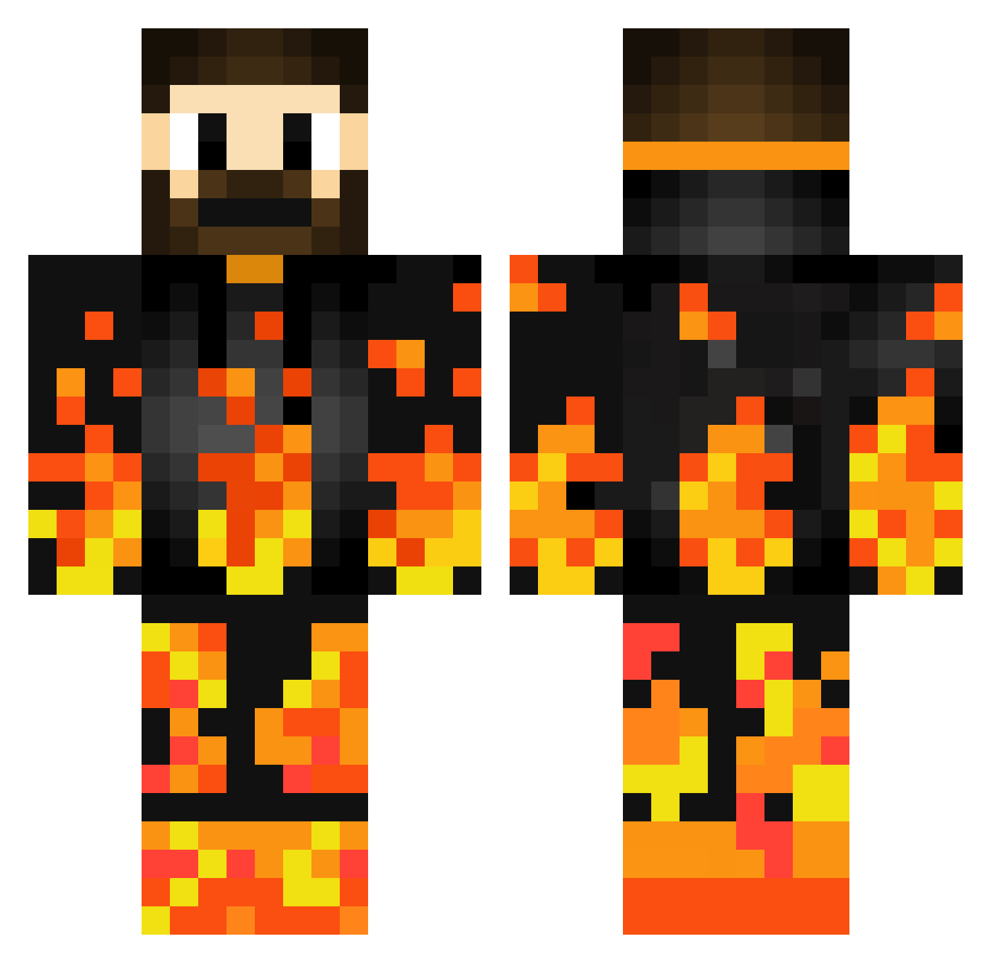 FireOblivionKing Minecraft skin, front and back view