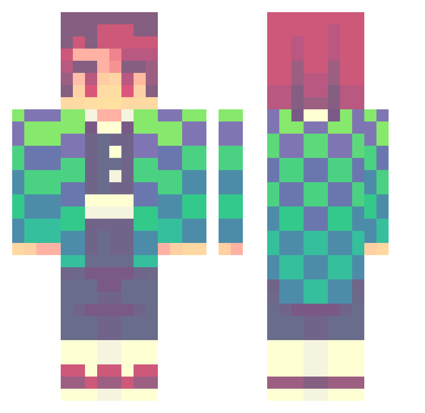 Bits Minecraft skin, front and back view