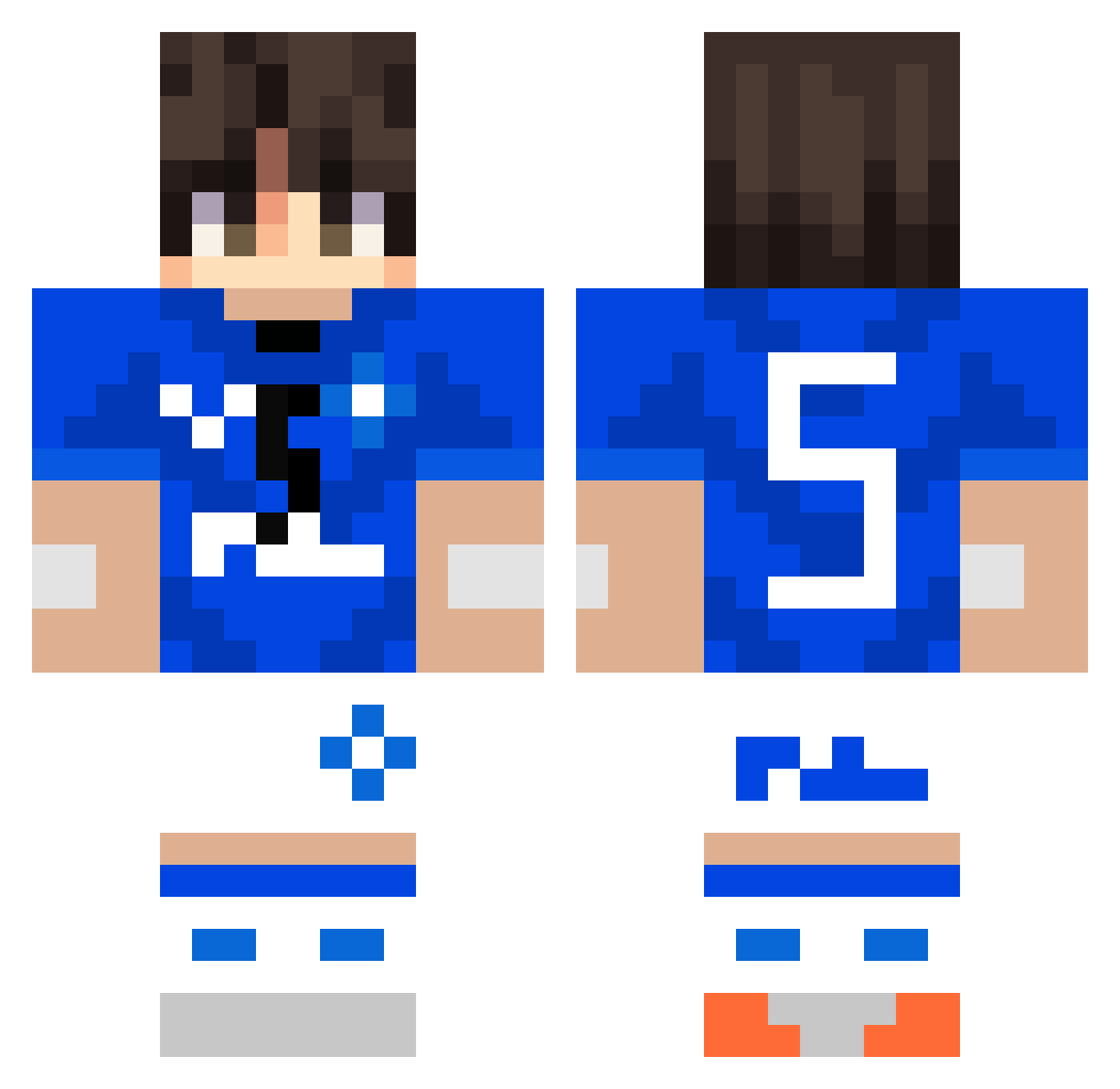 KapiGam1ng Minecraft skin, front and back view