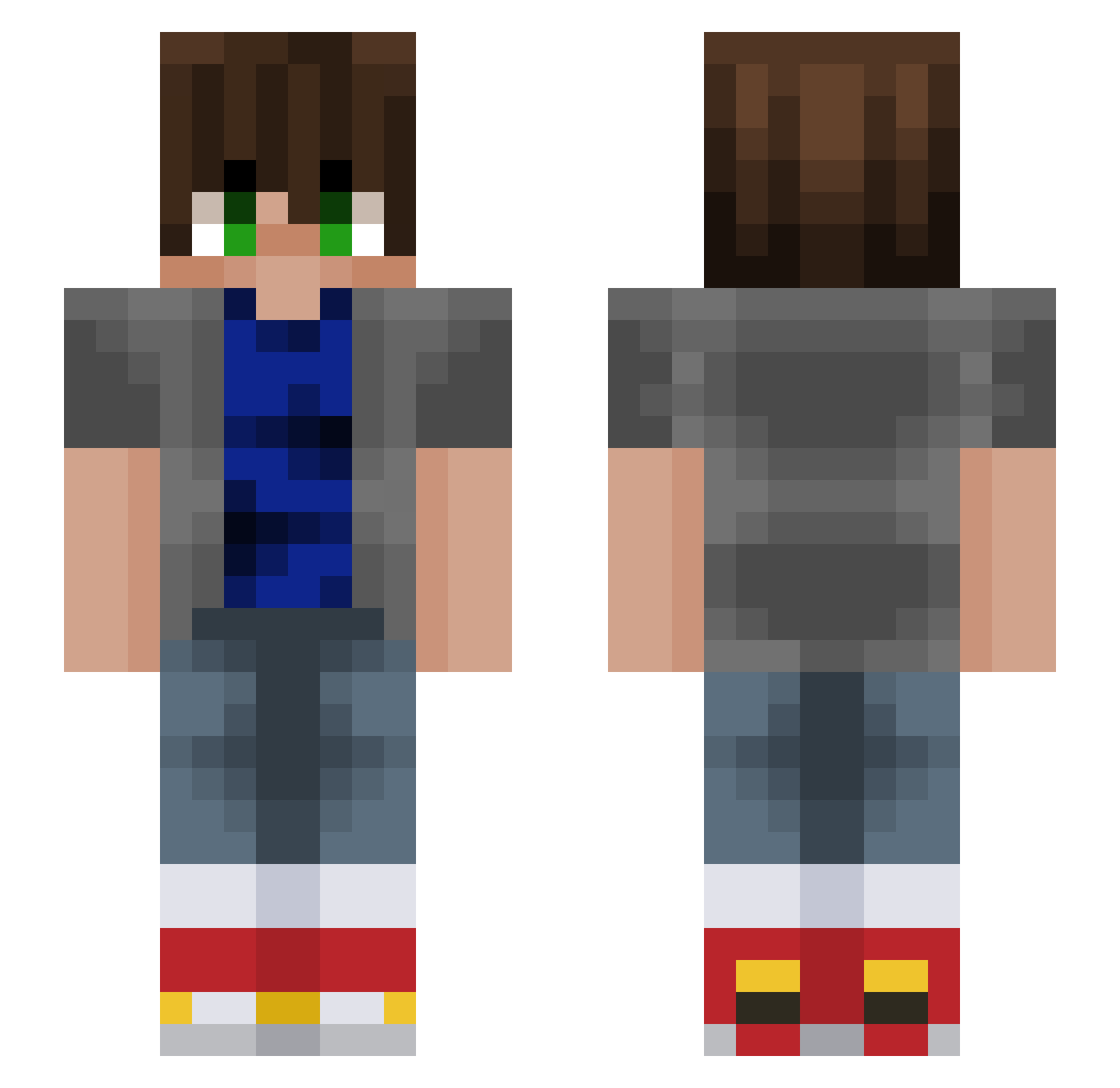 ustev Minecraft skin, front and back view