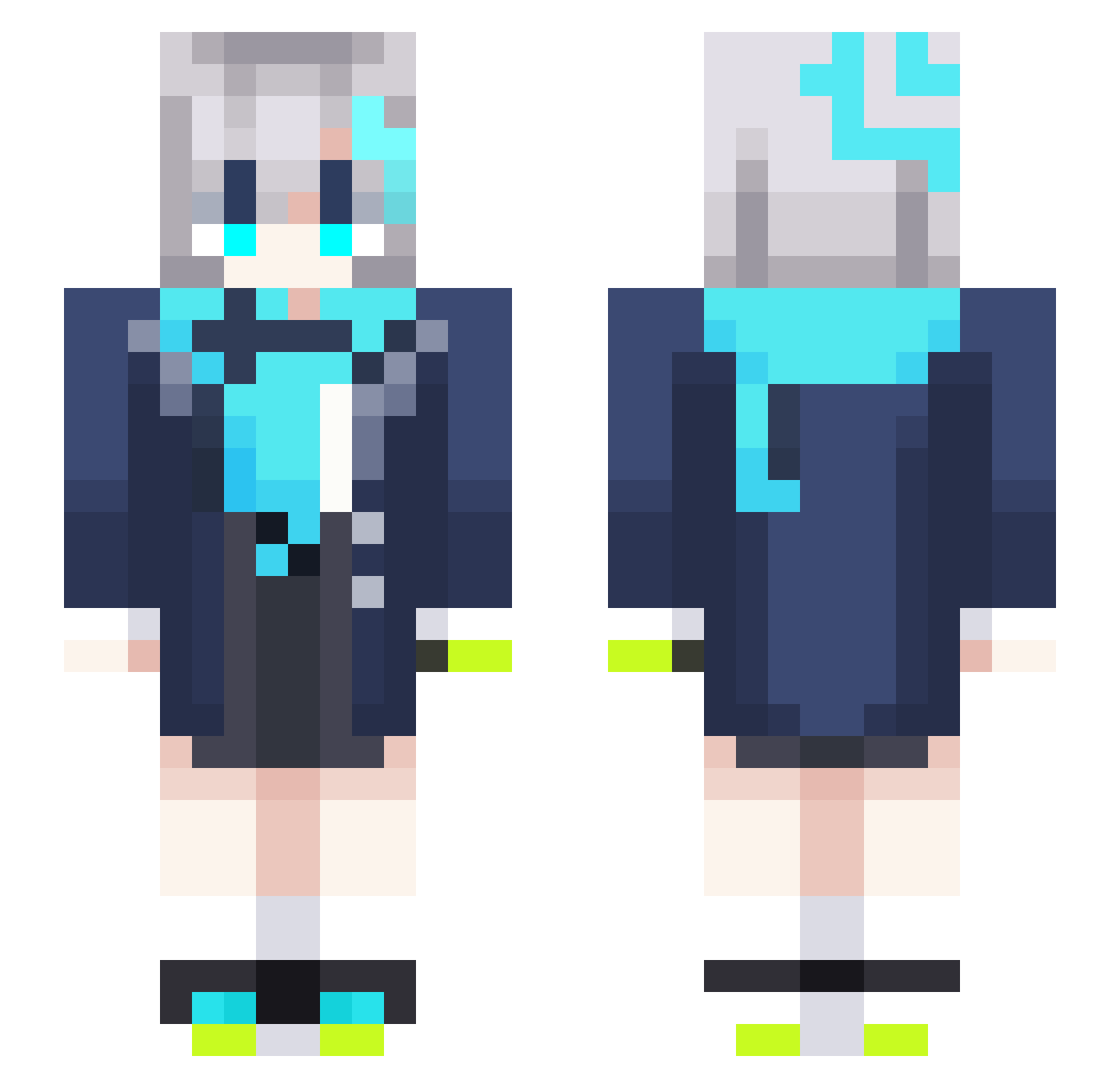 Yuuka_channn Minecraft skin, front and back view
