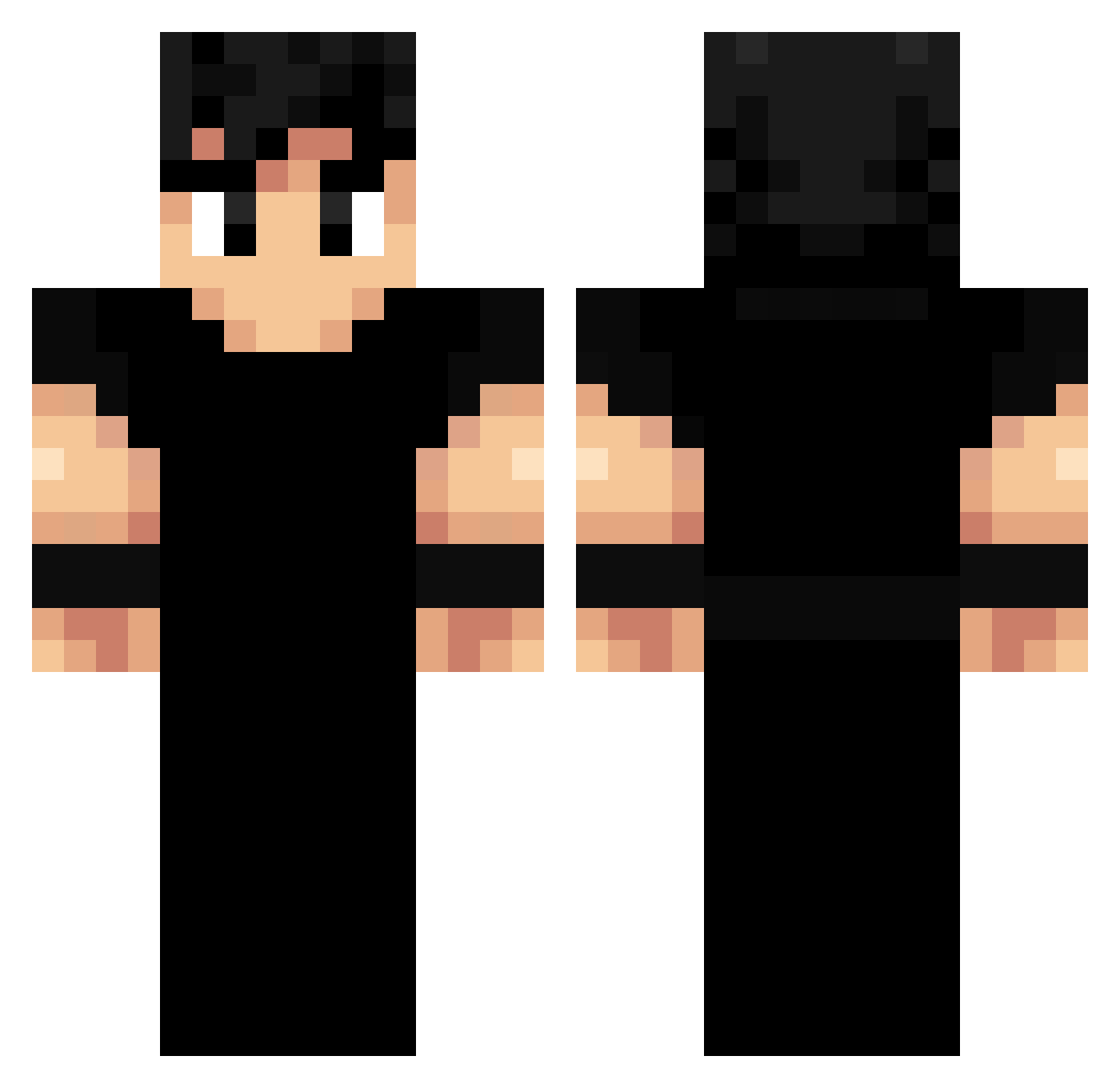 Uncareful Minecraft skin, front and back view