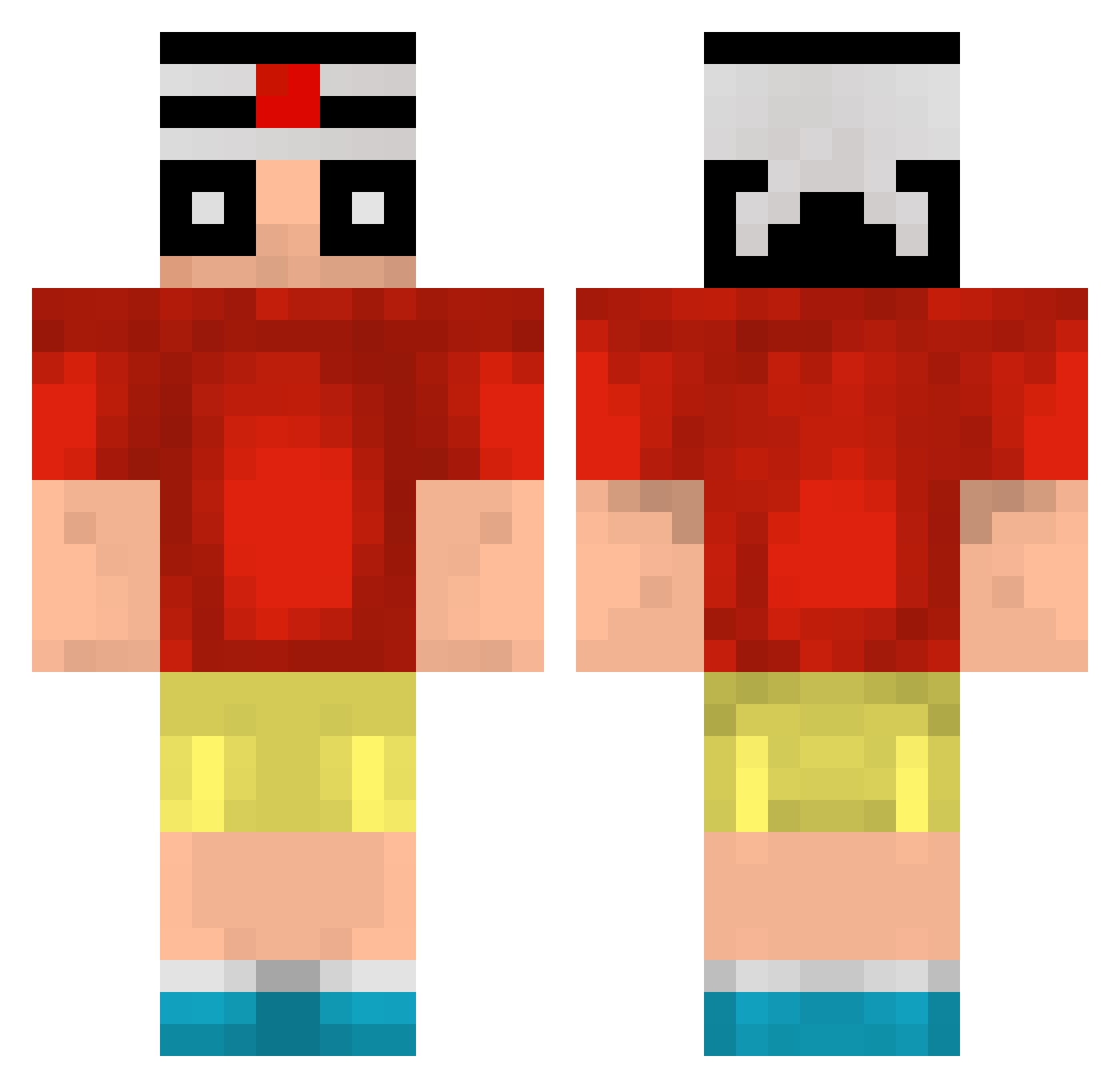 Y0NG Minecraft skin, front and back view