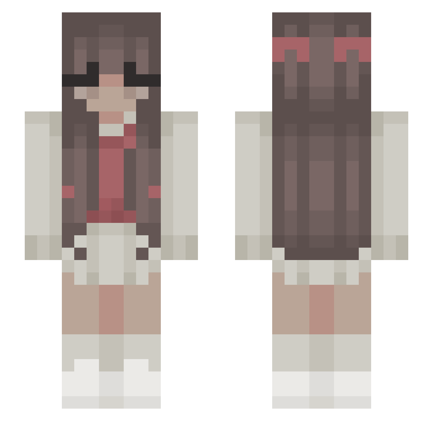Vraylar Minecraft skin, front and back view