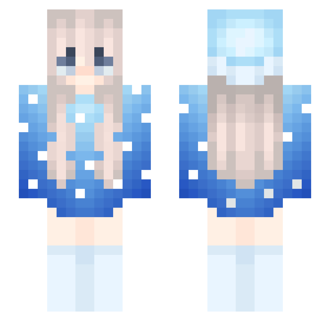 Identiteitloos Minecraft skin, front and back view
