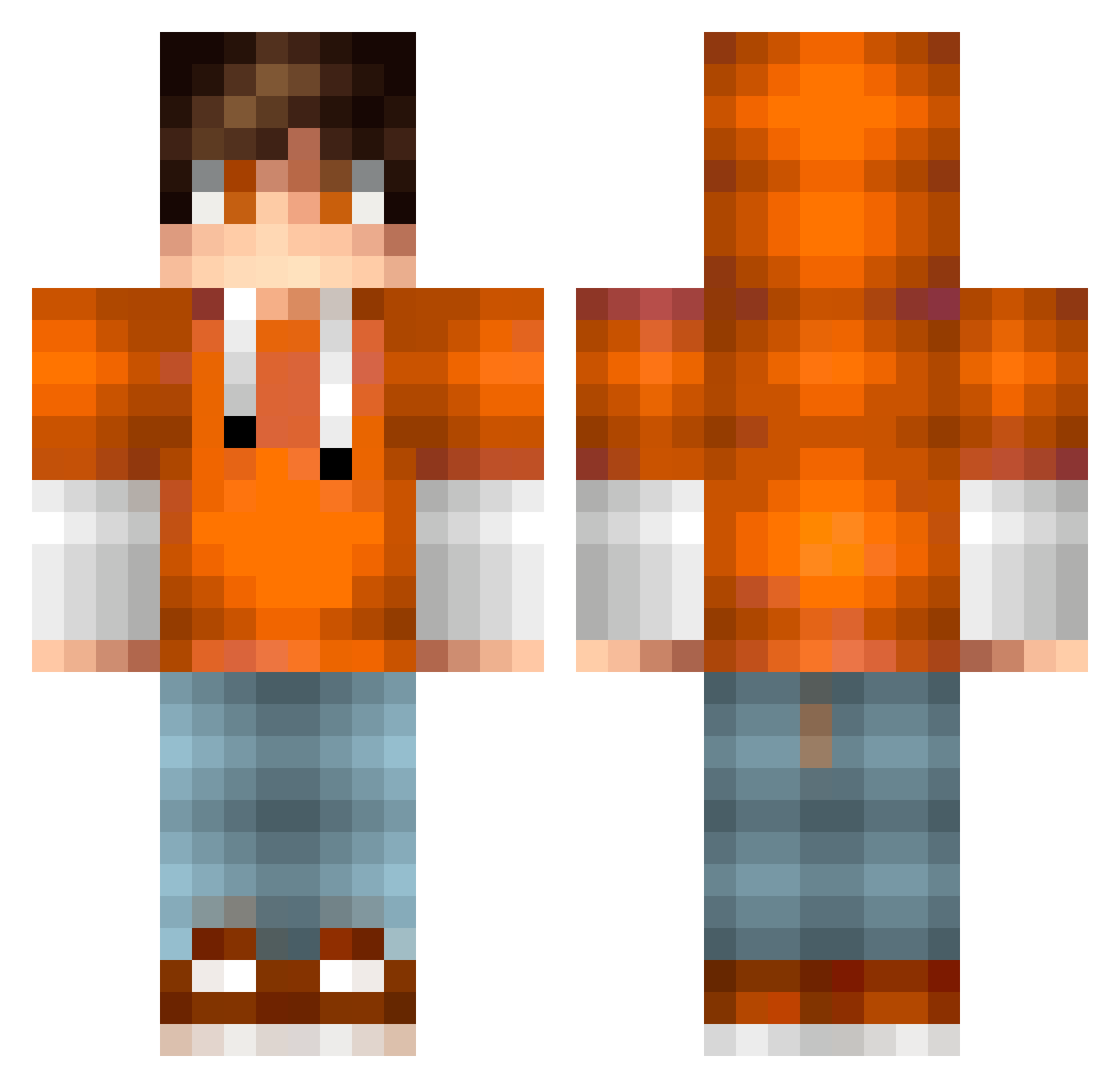 Rhyv Minecraft skin, front and back view