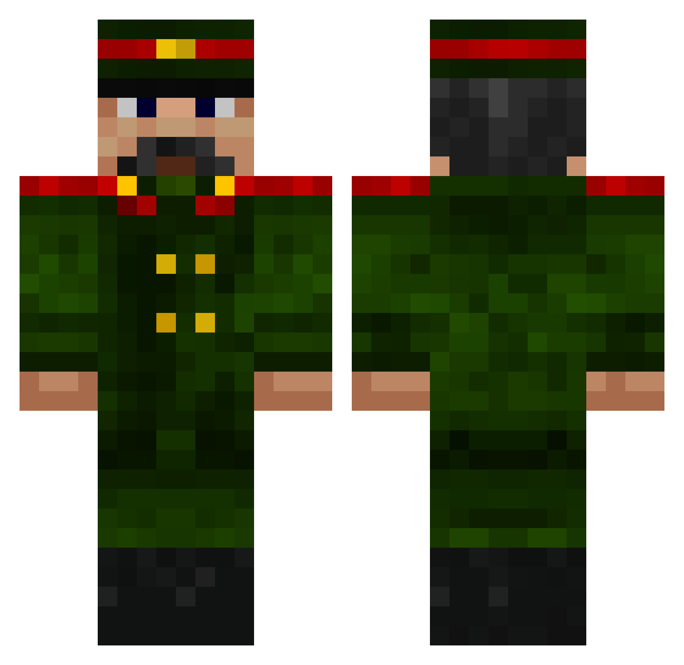 Jhinger Minecraft skin, front and back view