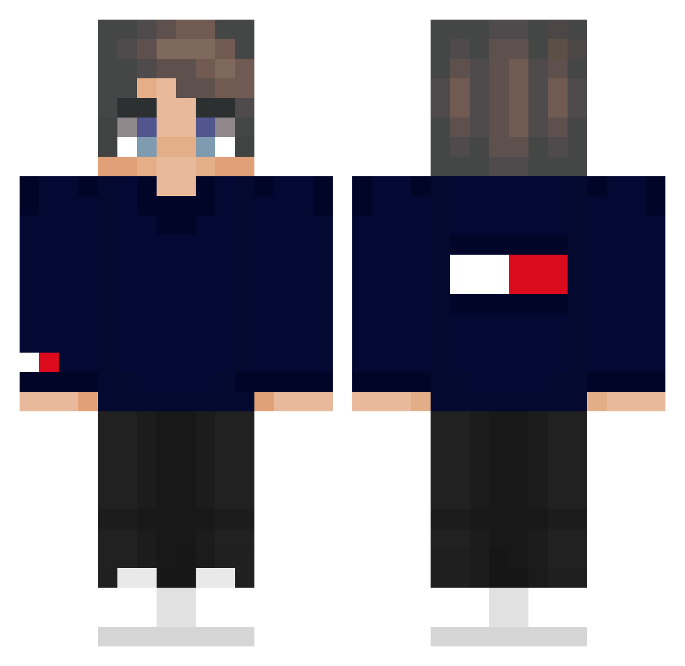 BadWarz Minecraft skin, front and back view