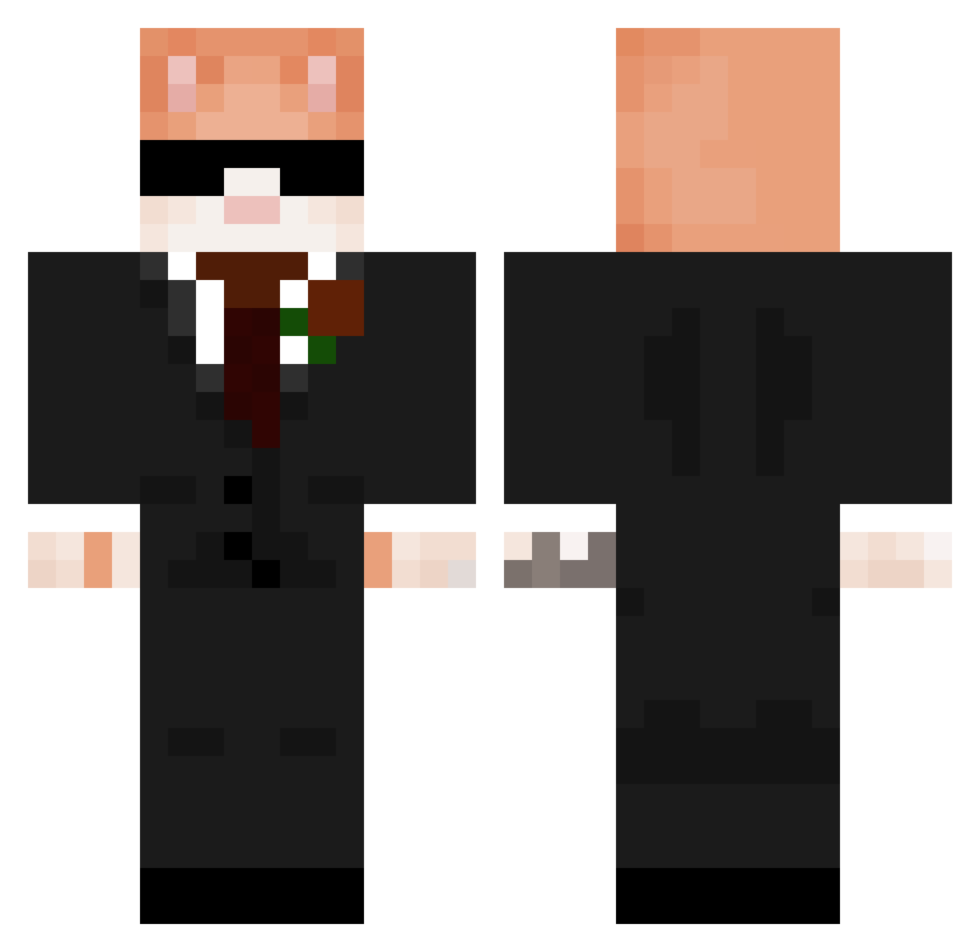Rataphyed_Bex Minecraft skin, front and back view